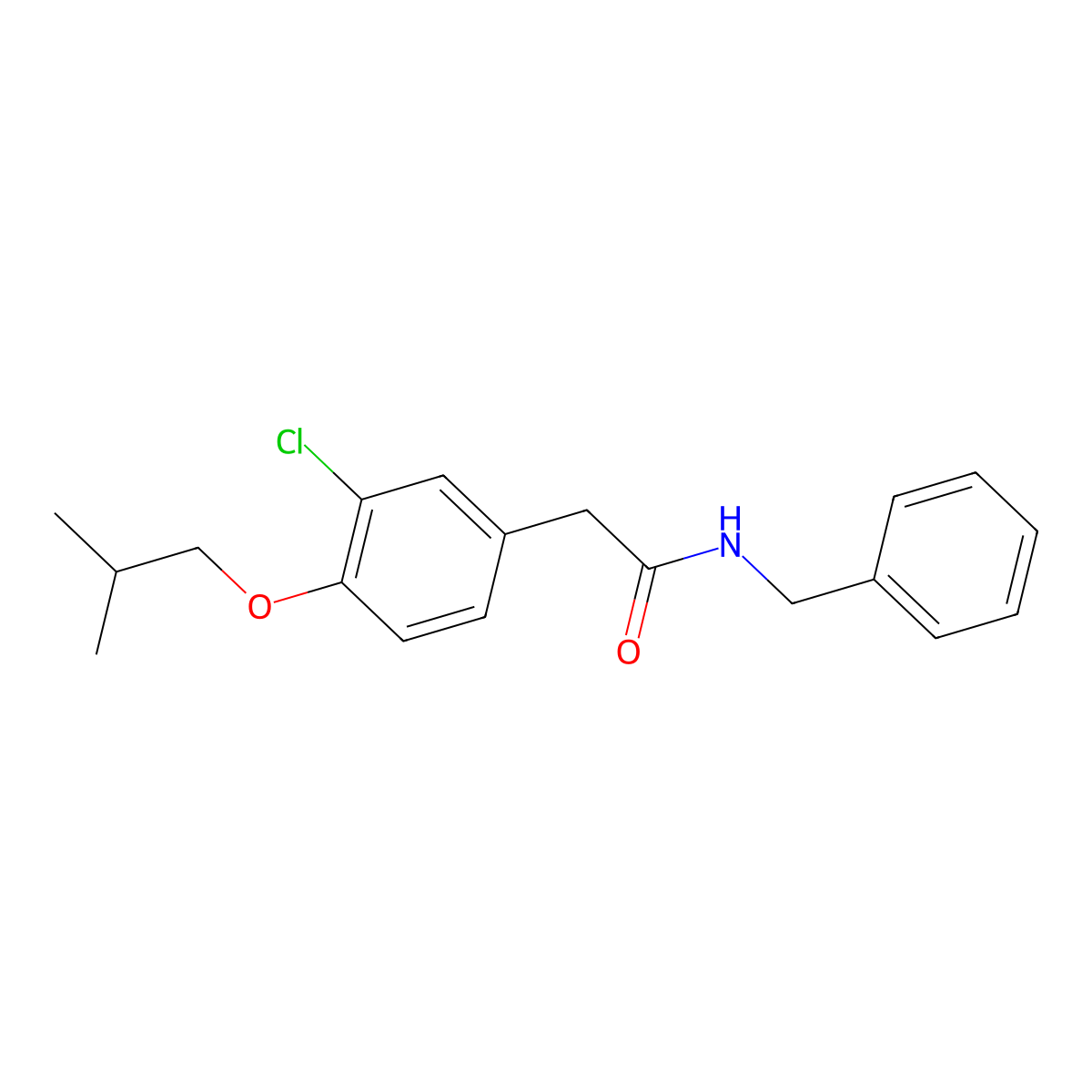 N-benzyl-2-[3-chloro-4-(2-methylpropoxy)phenyl]acetamide molecular structure, CAS 332383-21-8
