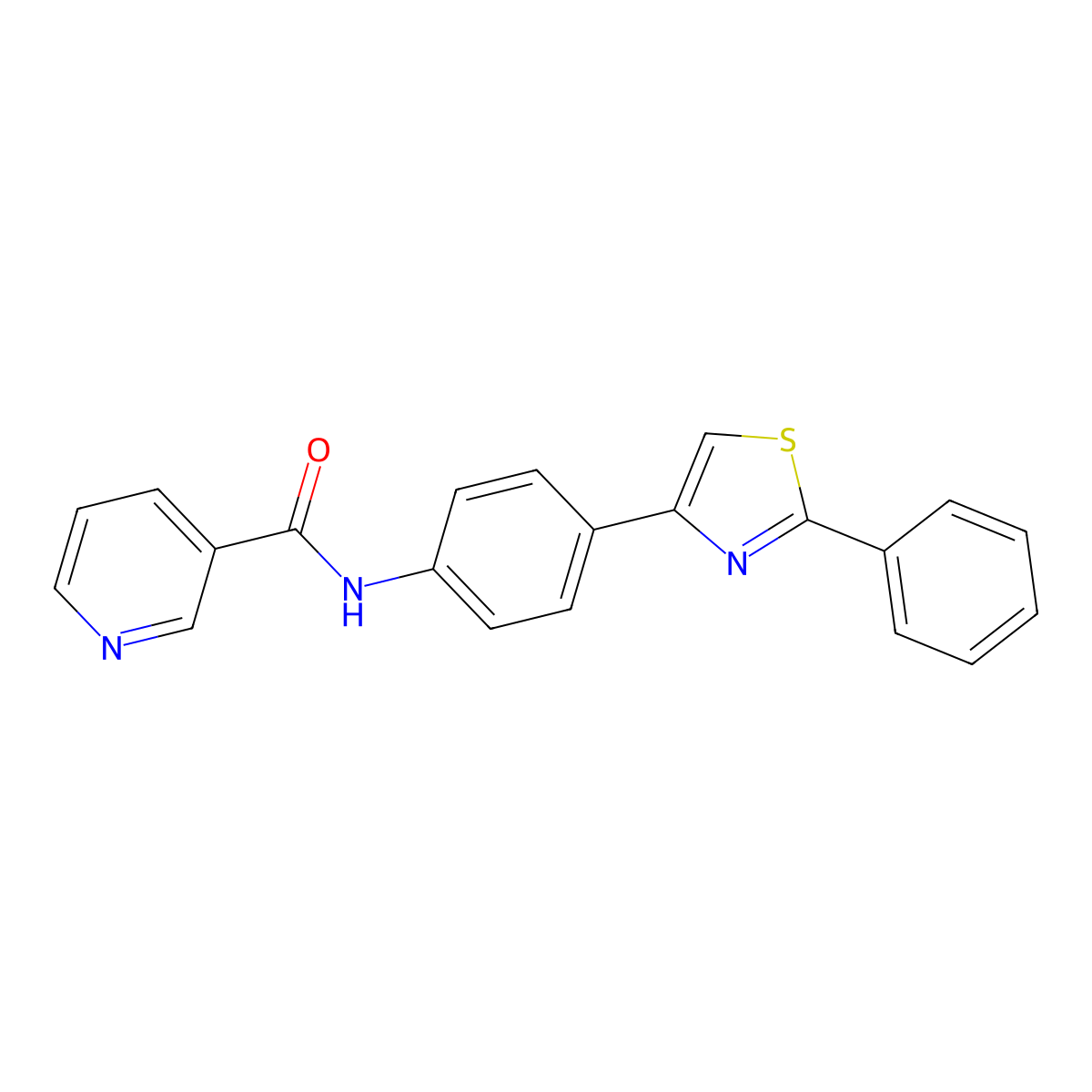 N-[4-(2-phenyl-1,3-thiazol-4-yl)phenyl]pyridine-3-carboxamide molecular structure, CAS 332383-90-1