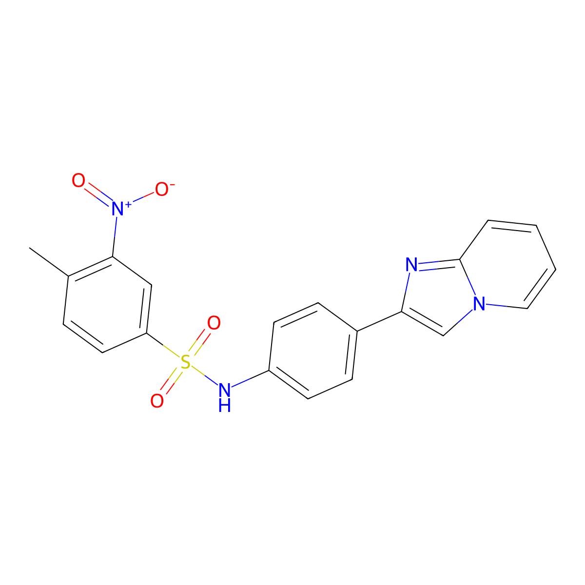 N-(4-(imidazo[1,2-a]pyridin-2-yl)phenyl)-4-methyl-3-nitrobenzenesulfonamide molecular structure, CAS 332384-05-1