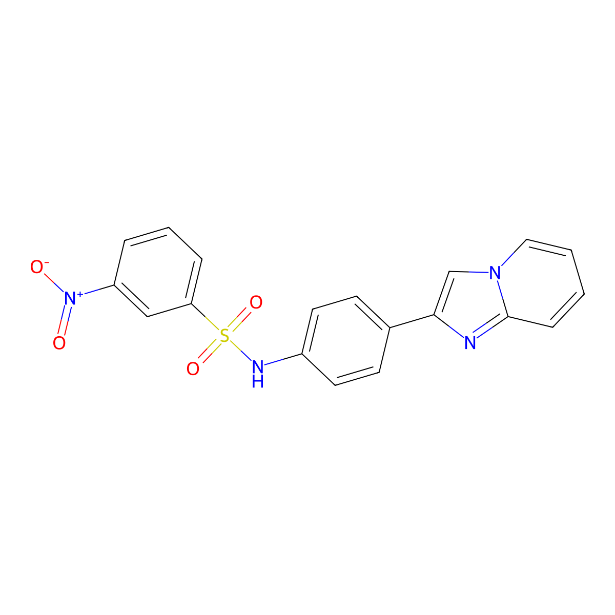 N-(4-imidazo[1,2-a]pyridin-2-ylphenyl)-3-nitrobenzenesulfonamide molecular structure, CAS 332384-06-2