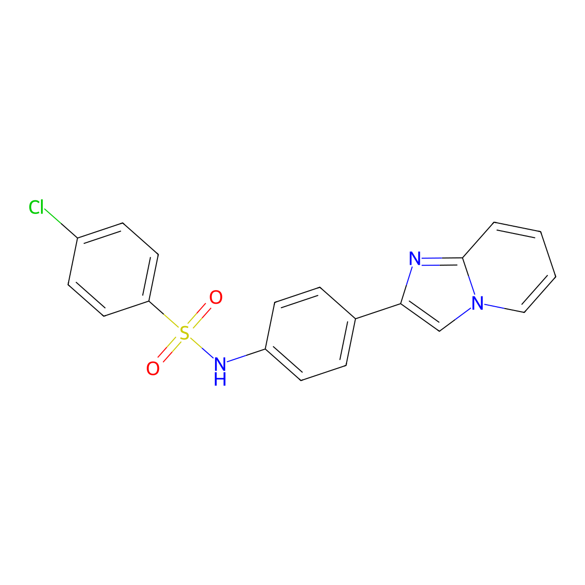 4-chloro-N-(4-(imidazo[1,2-a]pyridin-2-yl)phenyl)benzenesulfonamide molecular structure, CAS 332384-07-3