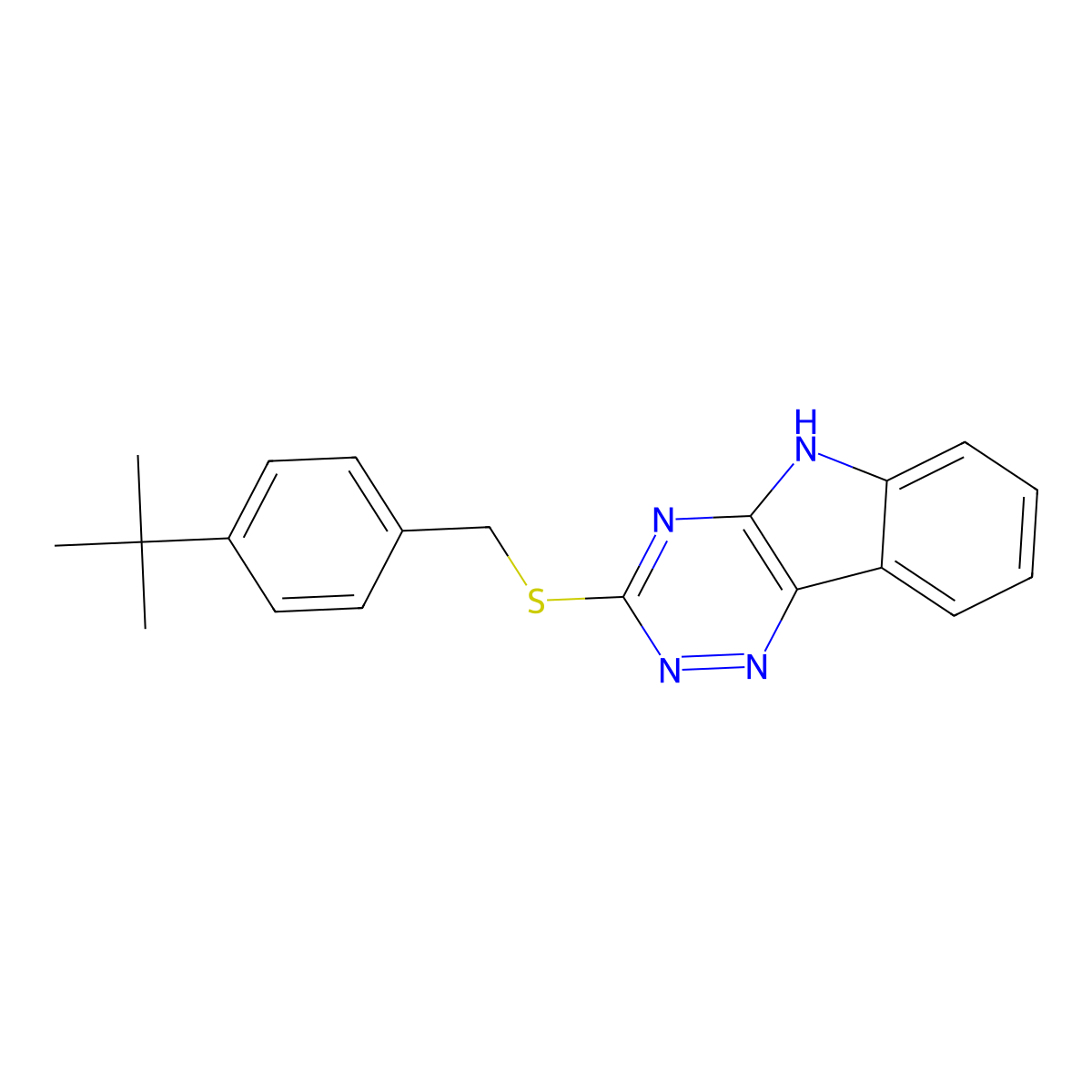 3-((4-(tert-Butyl)benzyl)thio)-5H-[1,2,4]triazino[5,6-b]indole molecular structure, CAS 332384-78-8