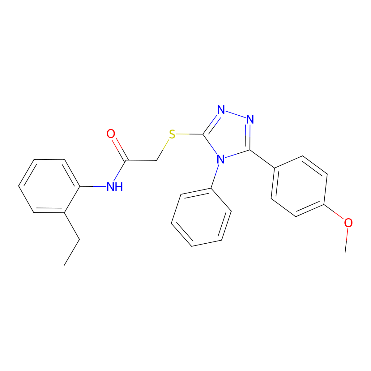 N-(2-Ethylphenyl)-2-((5-(4-methoxyphenyl)-4-phenyl-4H-1,2,4-triazol-3-yl)thio)acetamide molecular structure, CAS 332384-86-8