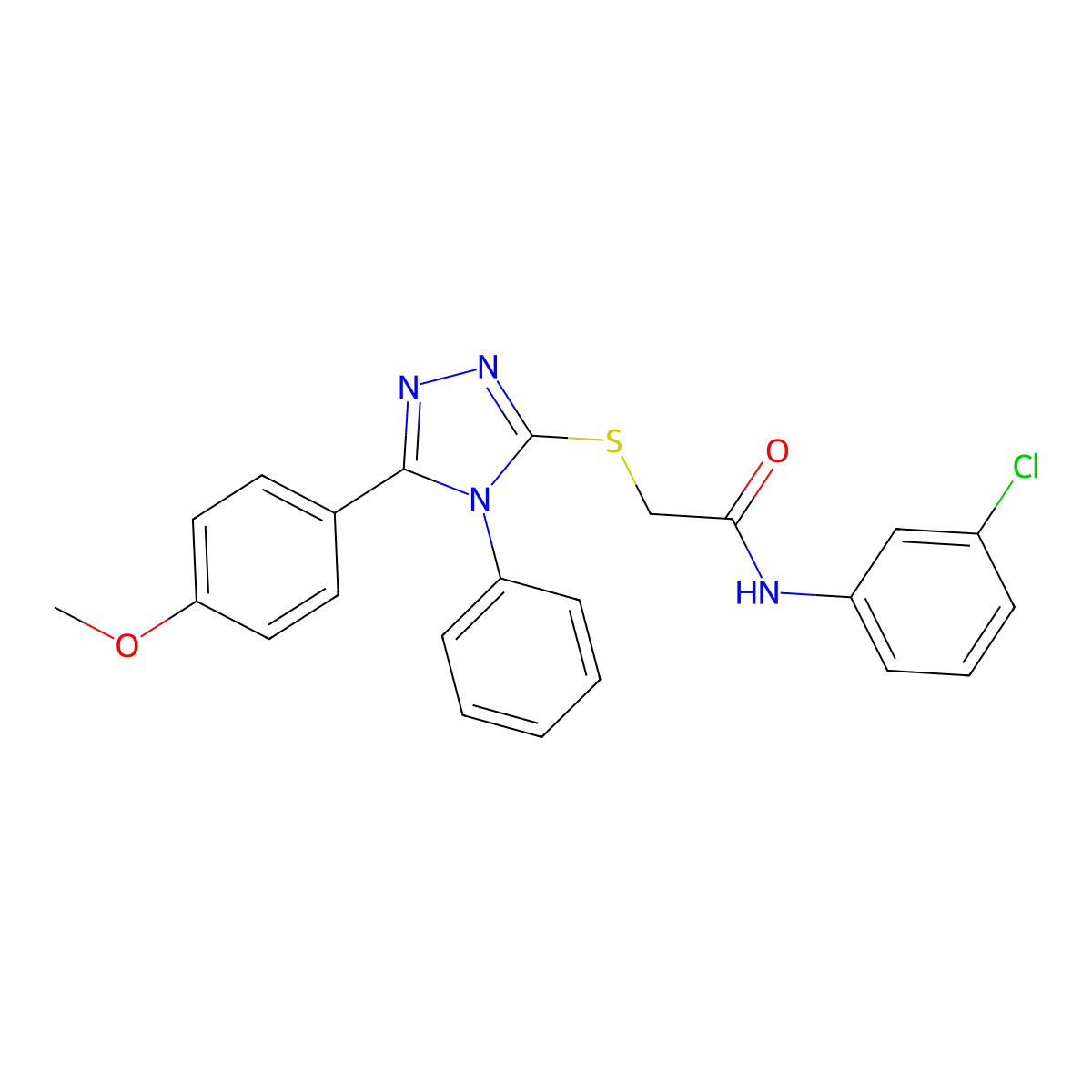 N-(3-chlorophenyl)-2-[[5-(4-methoxyphenyl)-4-phenyl-1,2,4-triazol-3-yl]sulfanyl]acetamide molecular structure, CAS 332384-92-6