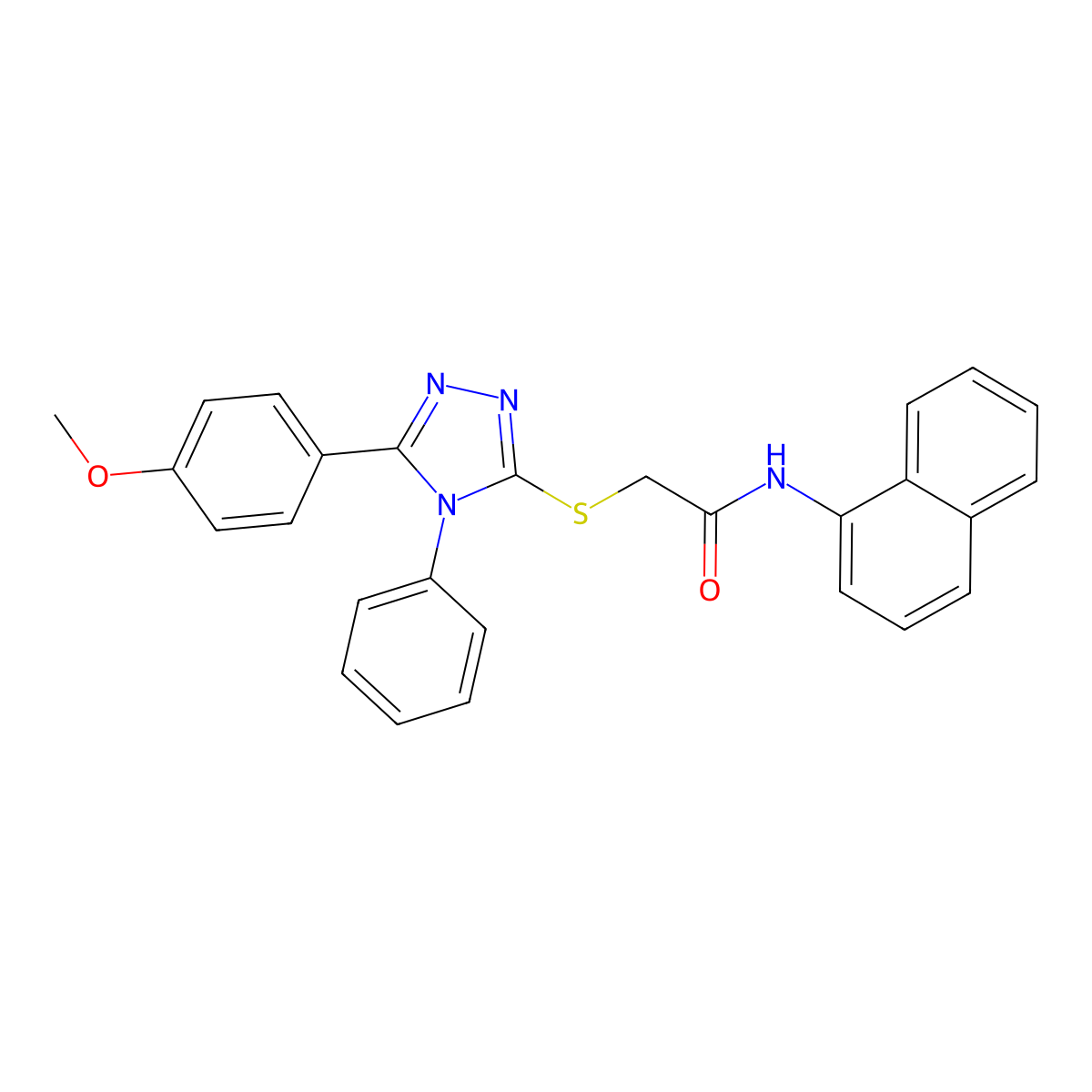 2-[[5-(4-methoxyphenyl)-4-phenyl-1,2,4-triazol-3-yl]sulfanyl]-N-naphthalen-1-ylacetamide molecular structure, CAS 332384-95-9
