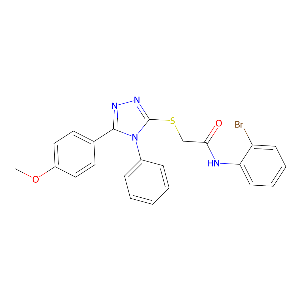 N-(2-bromophenyl)-2-[[5-(4-methoxyphenyl)-4-phenyl-1,2,4-triazol-3-yl]sulfanyl]acetamide molecular structure, CAS 332384-99-3