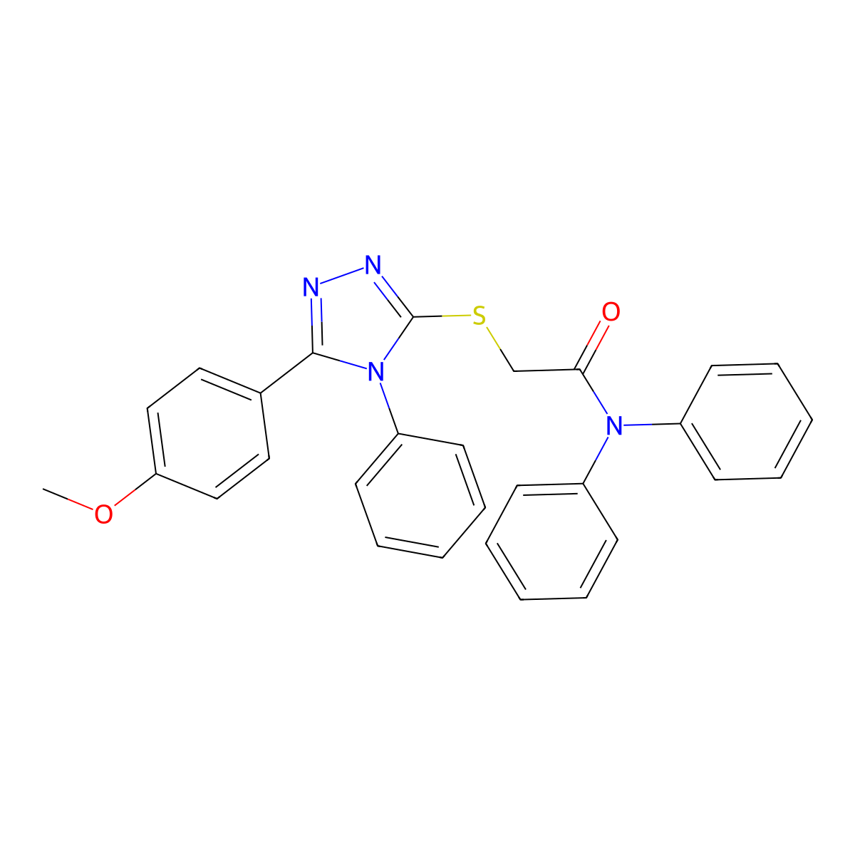 2-((5-(4-Methoxyphenyl)-4-phenyl-4H-1,2,4-triazol-3-yl)thio)-N,N-diphenylacetamide molecular structure, CAS 332385-00-9