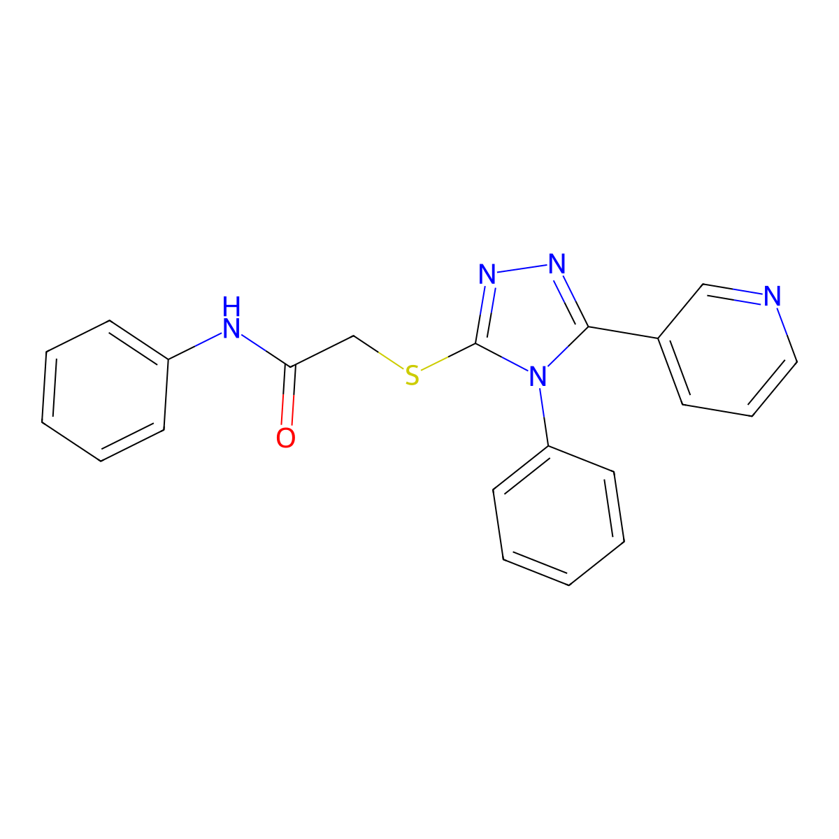 N-Phenyl-2-((4-phenyl-5-(pyridin-3-yl)-4H-1,2,4-triazol-3-yl)thio)acetamide molecular structure, CAS 332385-31-6