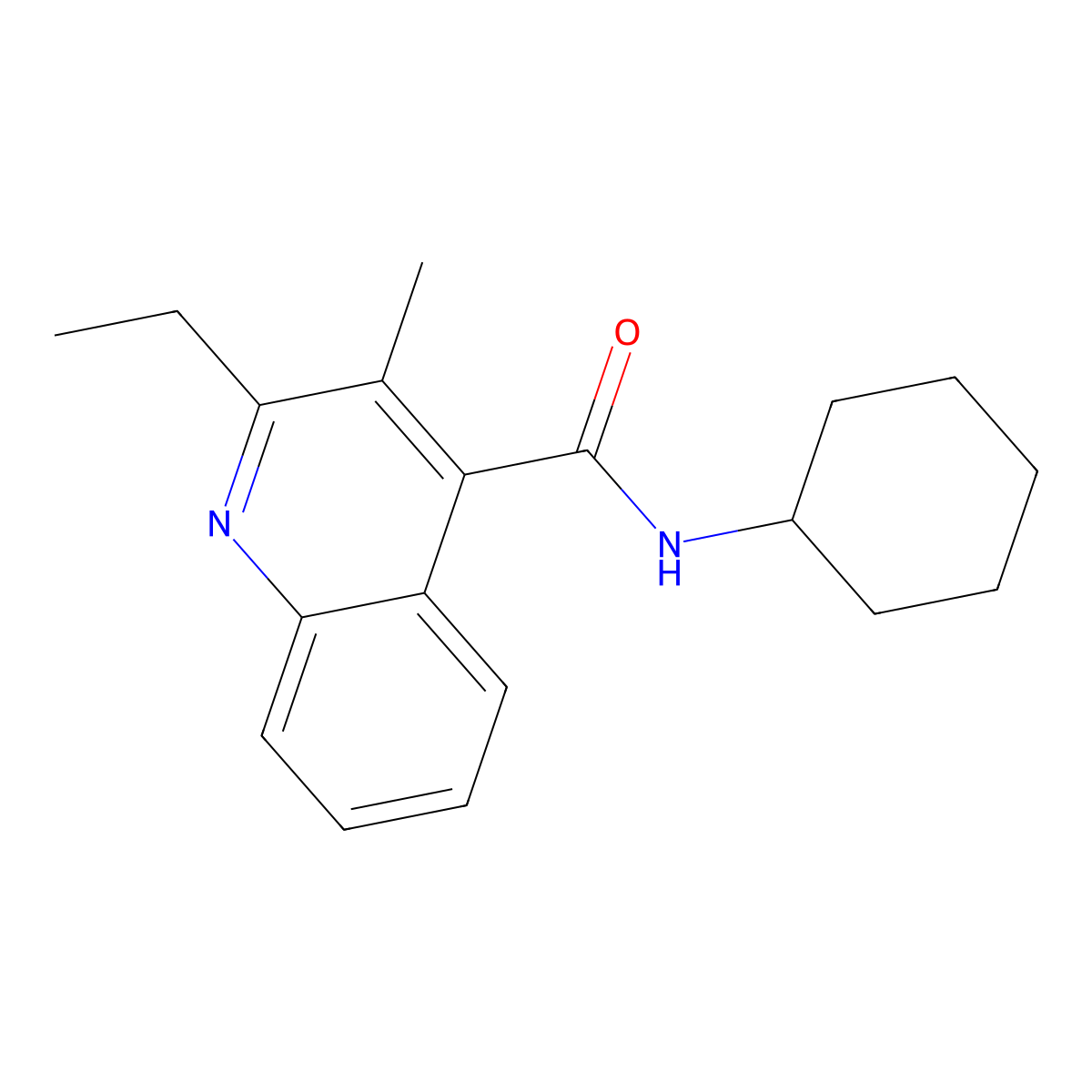 N-cyclohexyl-2-ethyl-3-methylquinoline-4-carboxamide molecular structure, CAS 332387-89-0