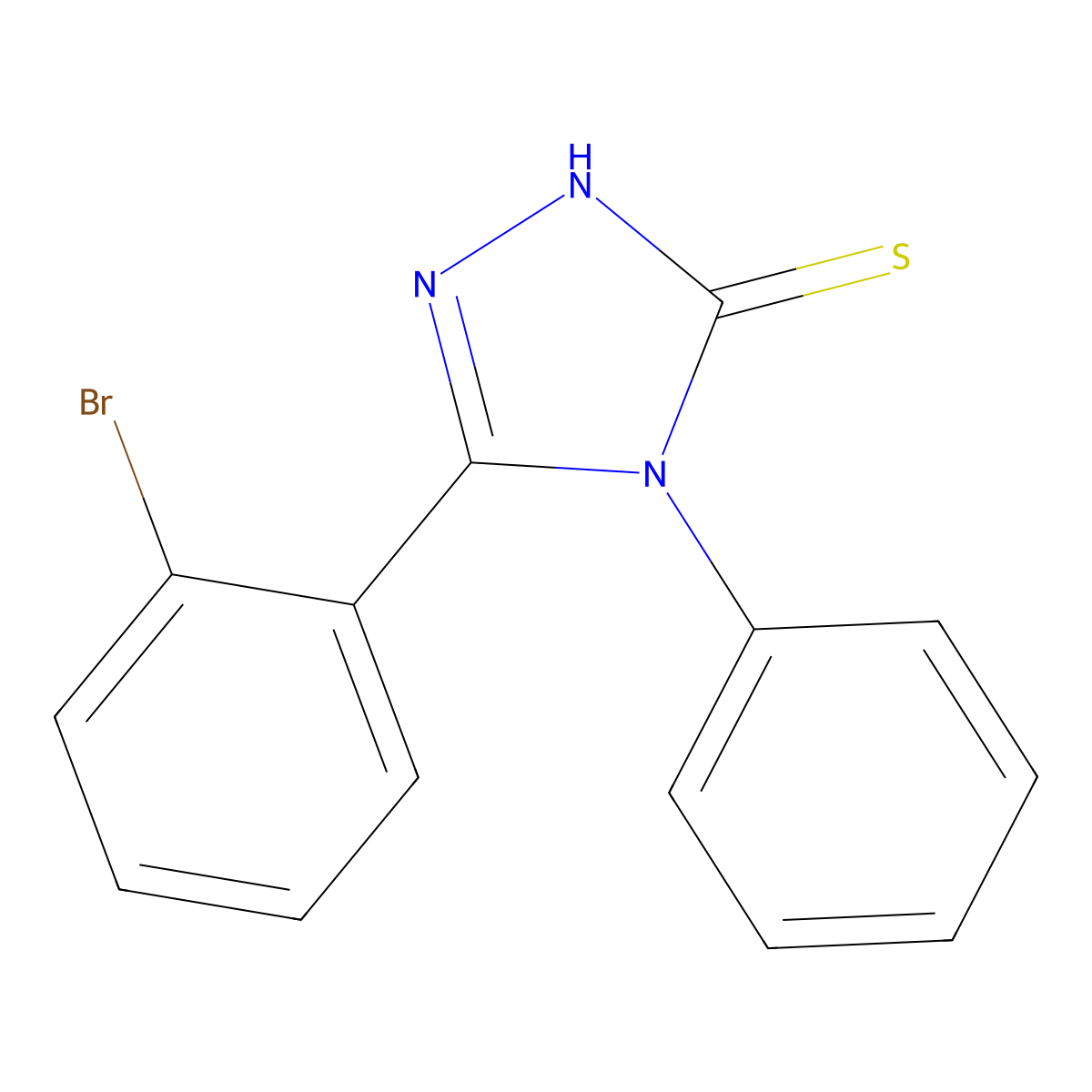 5-(2-bromophenyl)-4-phenyl-4H-1,2,4-triazole-3-thiol molecular structure, CAS 332388-00-8