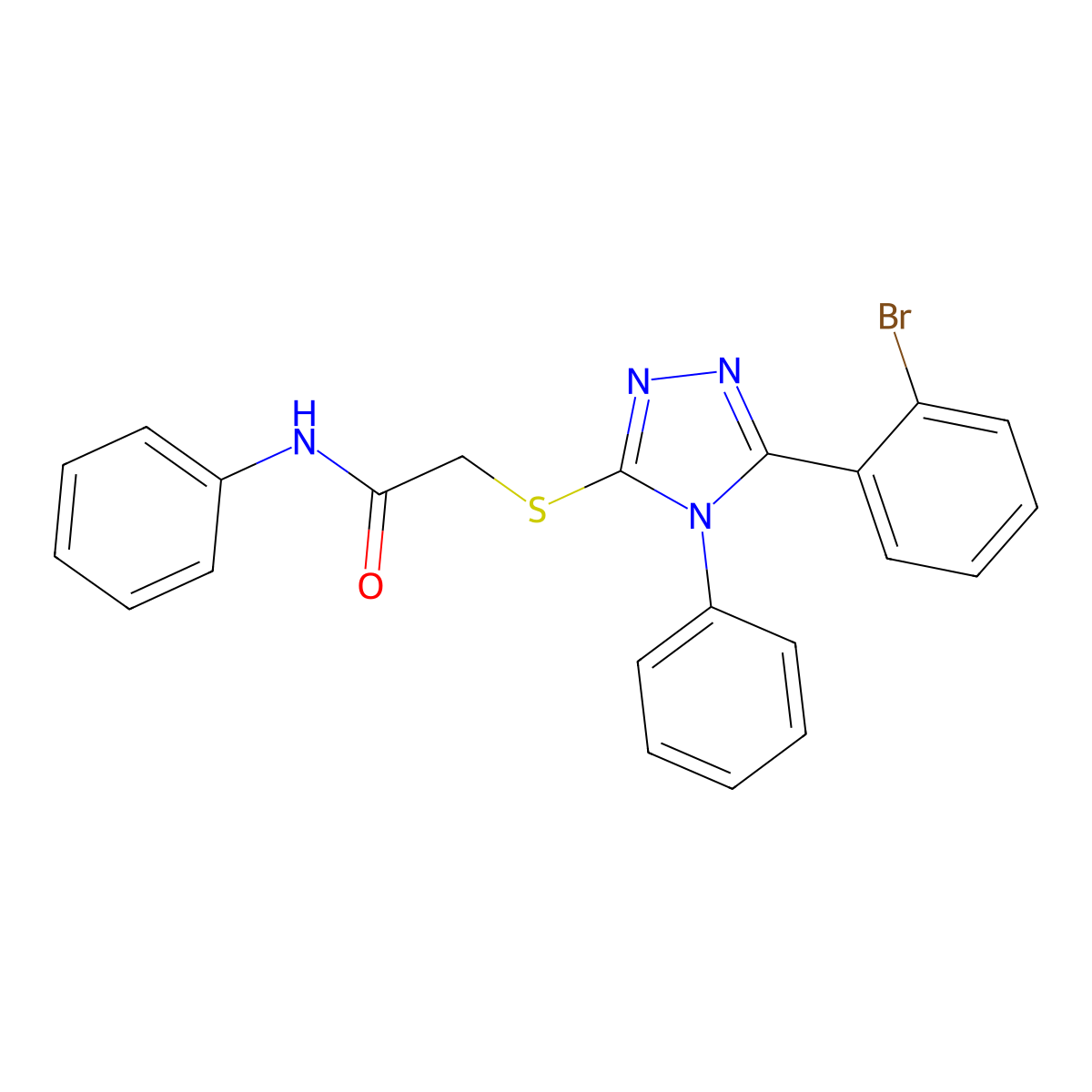 2-((5-(2-Bromophenyl)-4-phenyl-4H-1,2,4-triazol-3-yl)thio)-N-phenylacetamide molecular structure, CAS 332388-13-3