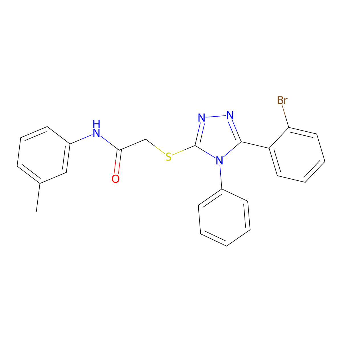 2-((5-(2-Bromophenyl)-4-phenyl-4H-1,2,4-triazol-3-yl)thio)-N-(m-tolyl)acetamide molecular structure, CAS 332388-21-3
