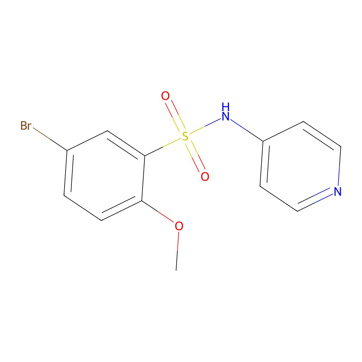 5-bromo-2-methoxy-N-pyridin-4-ylbenzenesulfonamide molecular structure, CAS 332388-56-4
