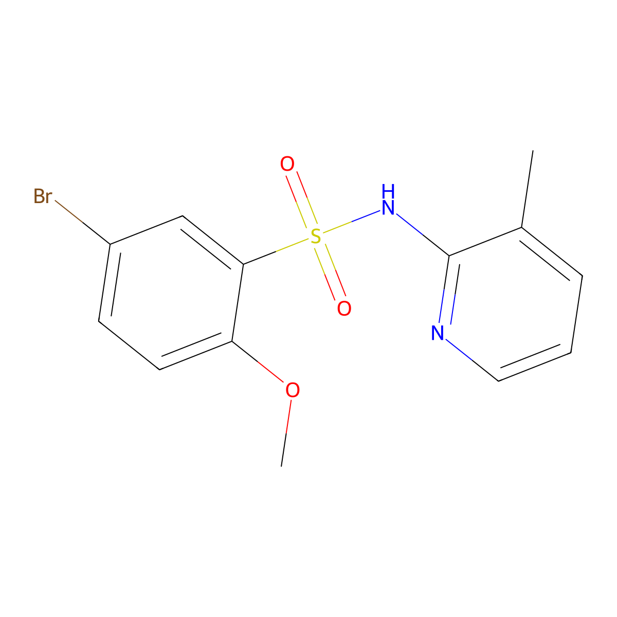 5-bromo-2-methoxy-N-(3-methyl-2-pyridinyl)benzenesulfonamide molecular structure, CAS 332388-57-5