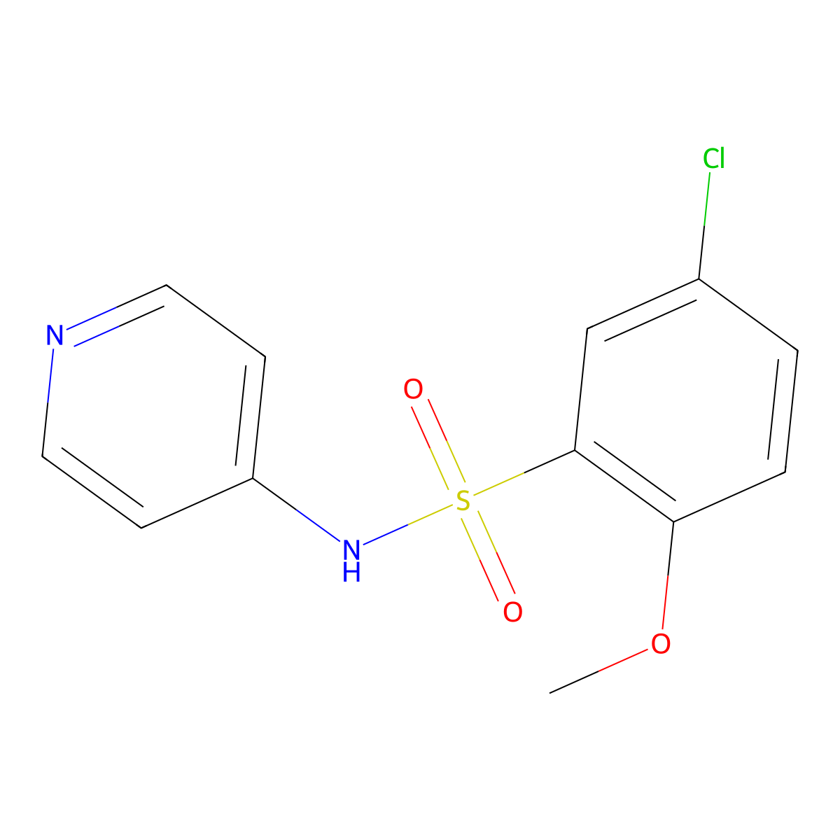 5-chloro-2-methoxy-N-pyridin-4-ylbenzenesulfonamide molecular structure, CAS 332388-61-1