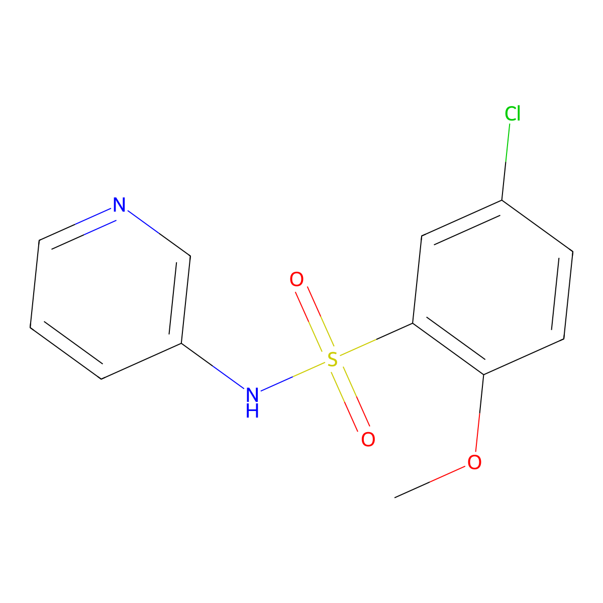 5-chloro-2-methoxy-N-pyridin-3-ylbenzenesulfonamide molecular structure, CAS 332388-62-2