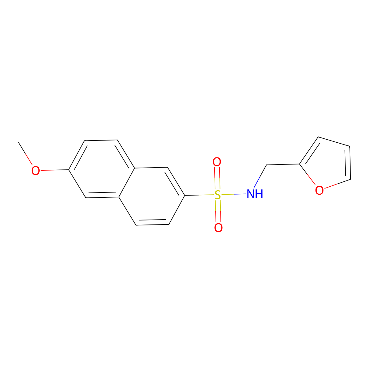 N-[(furan-2-yl)methyl]-6-methoxynaphthalene-2-sulfonamide molecular structure, CAS 332388-73-5