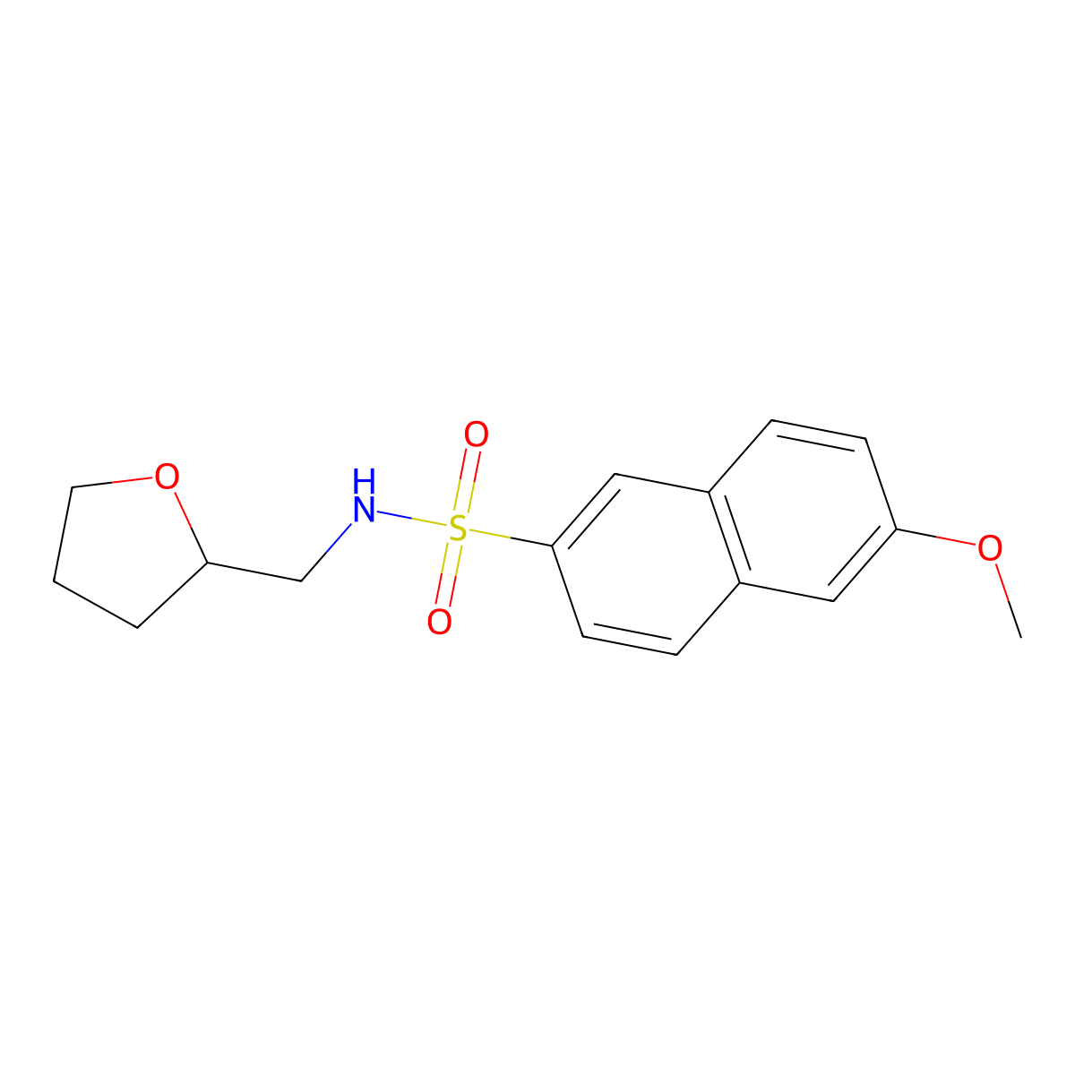 6-methoxy-N-(oxolan-2-ylmethyl)naphthalene-2-sulfonamide molecular structure, CAS 332388-74-6