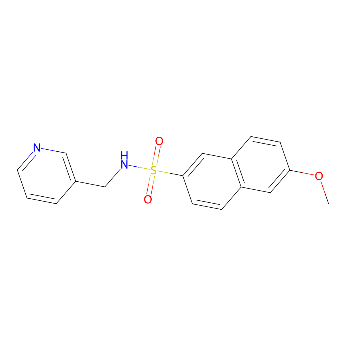 6-methoxy-N-(pyridin-3-ylmethyl)naphthalene-2-sulfonamide molecular structure, CAS 332388-82-6