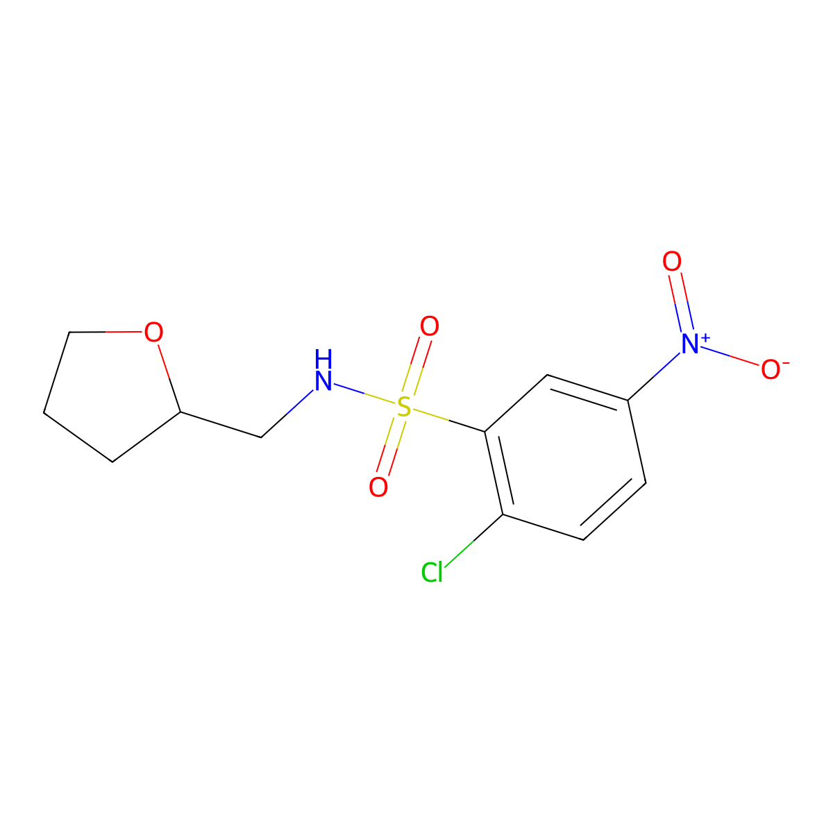 2-Chloro-5-nitro-N-(tetrahydro-furan-2-ylmethyl)-benzenesulfonamide molecular structure, CAS 332388-96-2