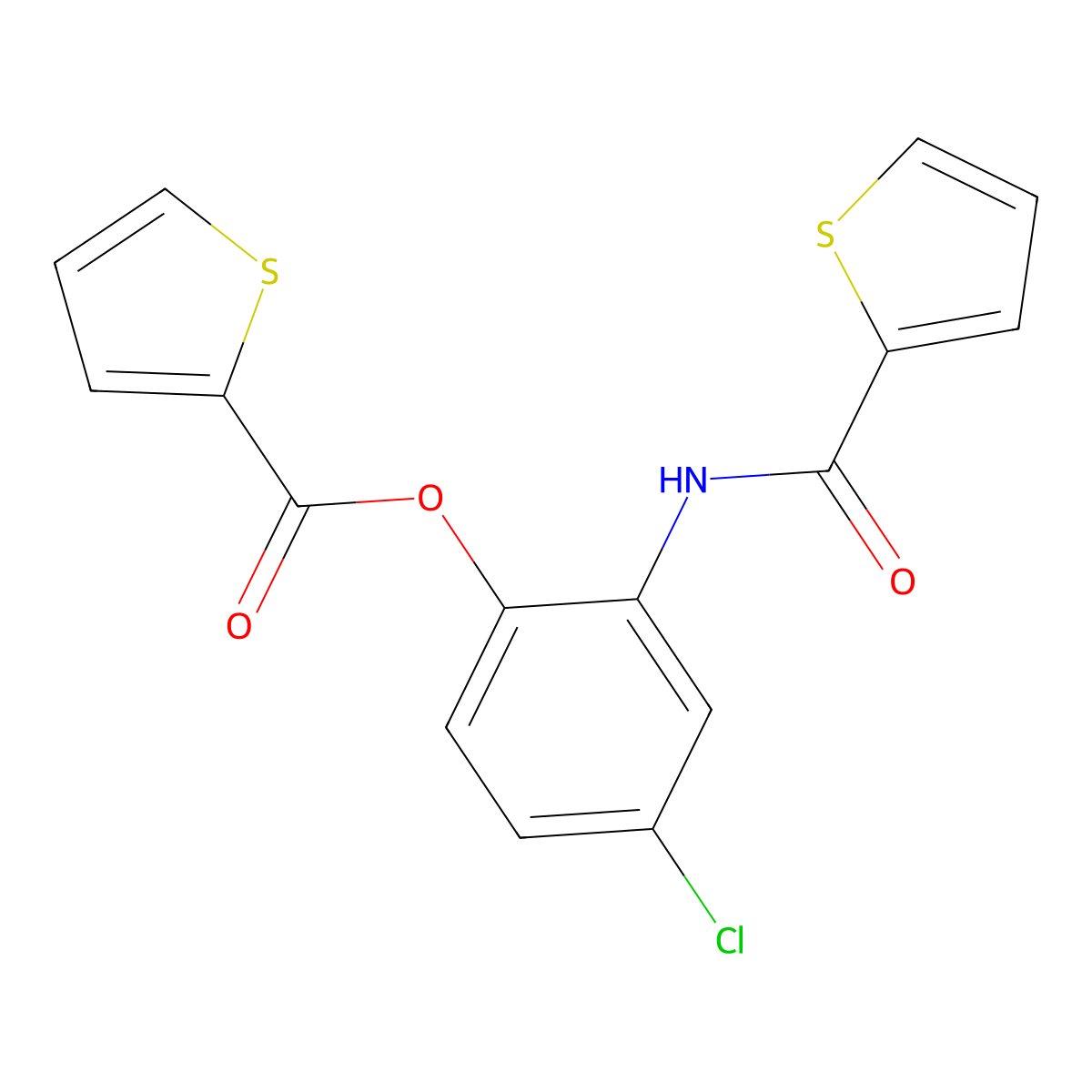 4-Chloro-2-[(2-thienylcarbonyl)amino]phenyl 2-thiophenecarboxylate molecular structure, CAS 332389-06-7