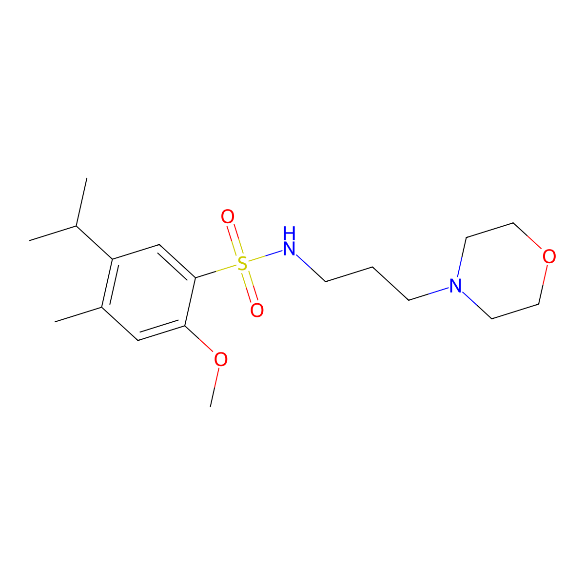 5-isopropyl-2-methoxy-4-methyl-N-(3-morpholinopropyl)benzenesulfonamide molecular structure, CAS 332389-08-9