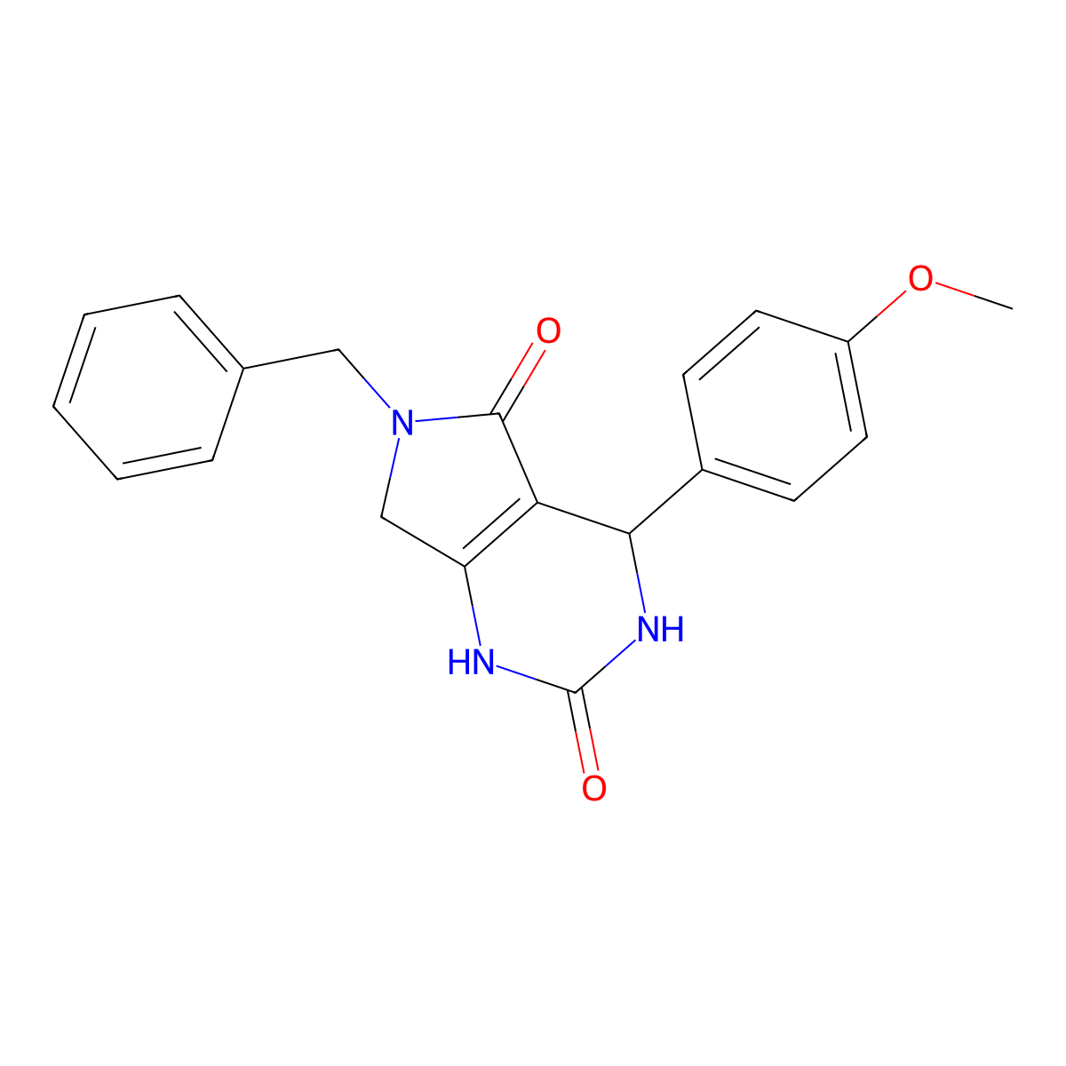 6-benzyl-4-(4-methoxyphenyl)-3,4,6,7-tetrahydro-1H-pyrrolo[3,4-d]pyrimidine-2,5-dione molecular structure, CAS 332389-26-1