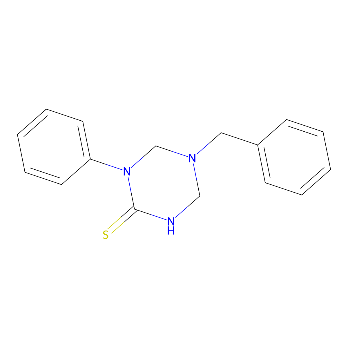 5-Benzyl-1-phenyl-1,3,5-triazinane-2-thione molecular structure, CAS 332389-29-4