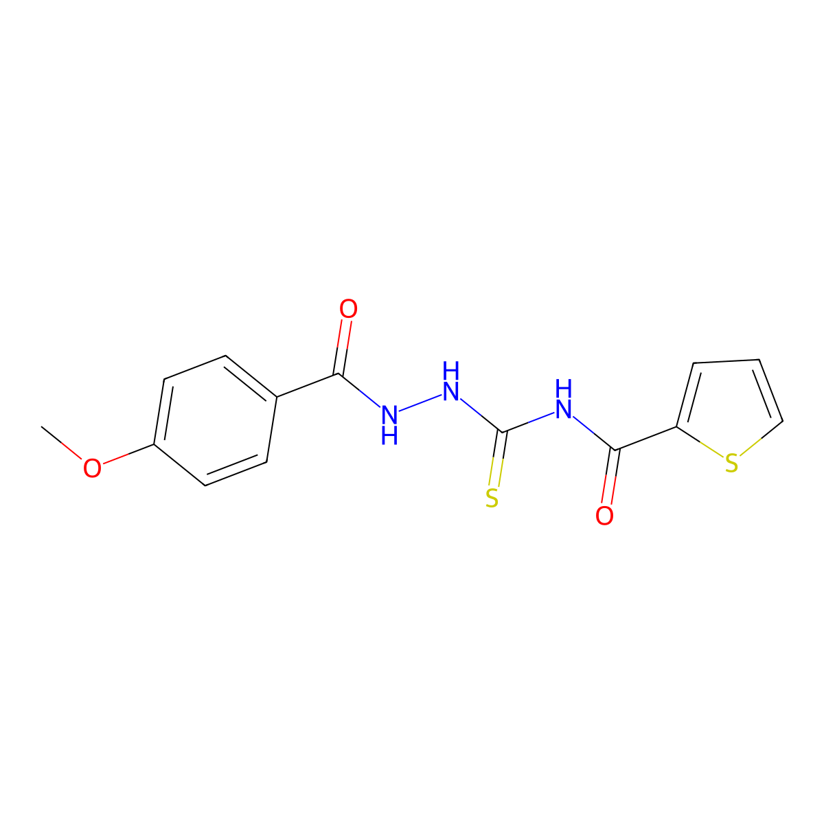 N-[[(4-methoxybenzoyl)amino]carbamothioyl]thiophene-2-carboxamide molecular structure, CAS 332389-35-2
