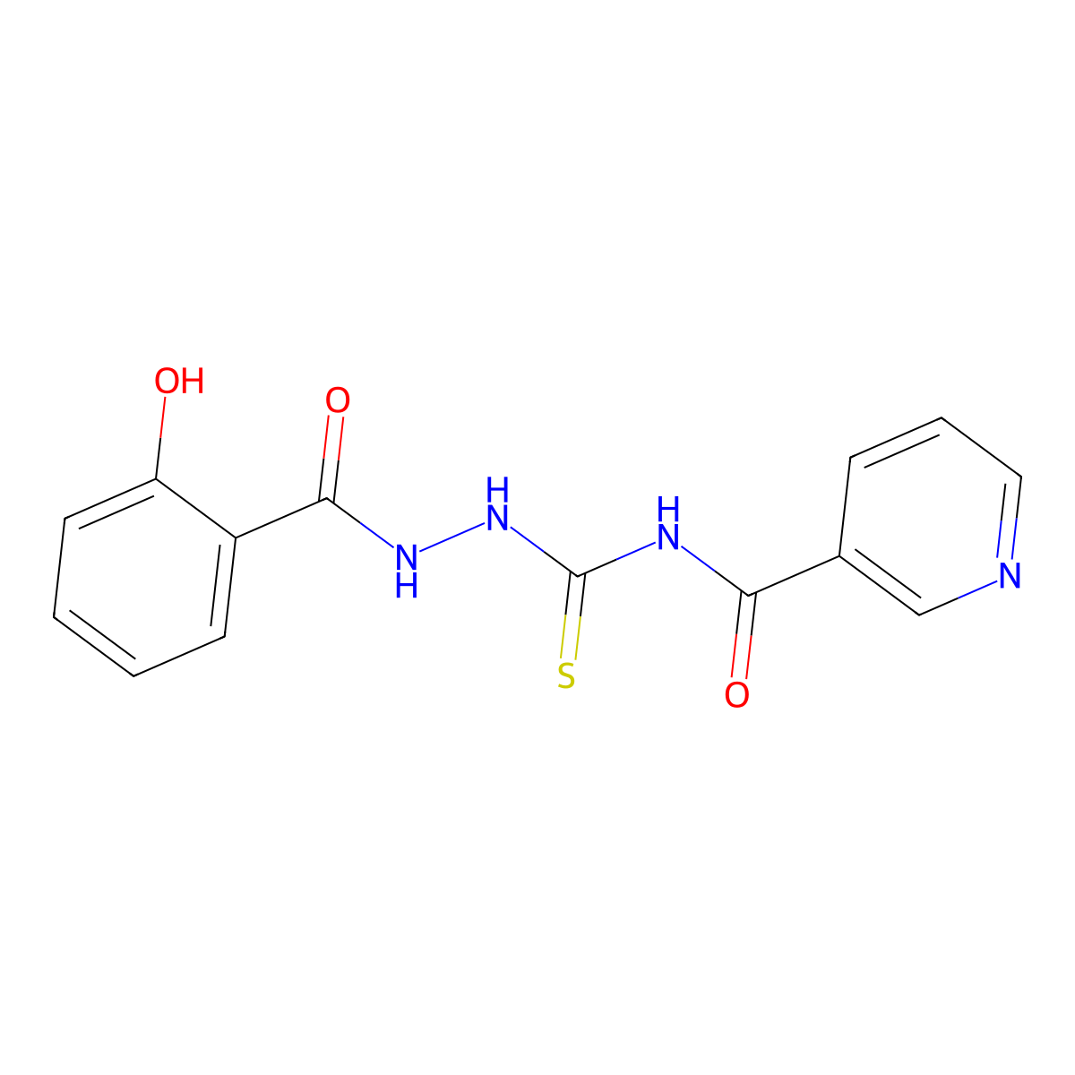 N-[[(2-hydroxybenzoyl)amino]carbamothioyl]pyridine-3-carboxamide molecular structure, CAS 332390-22-4