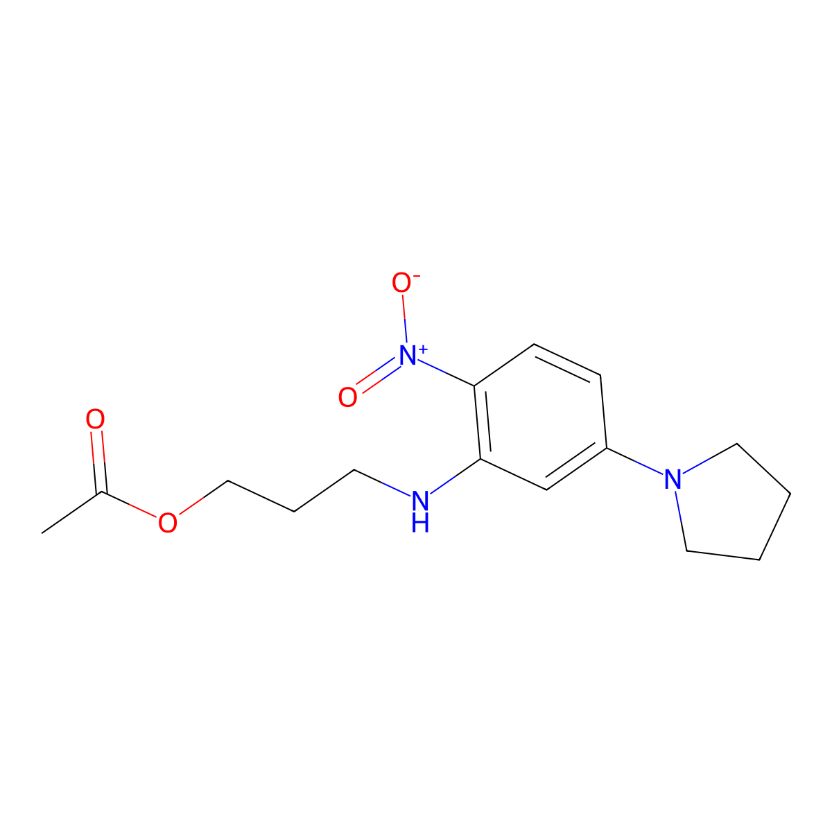 3-((2-Nitro-5-(pyrrolidin-1-yl)phenyl)amino)propyl acetate molecular structure, CAS 332390-80-4