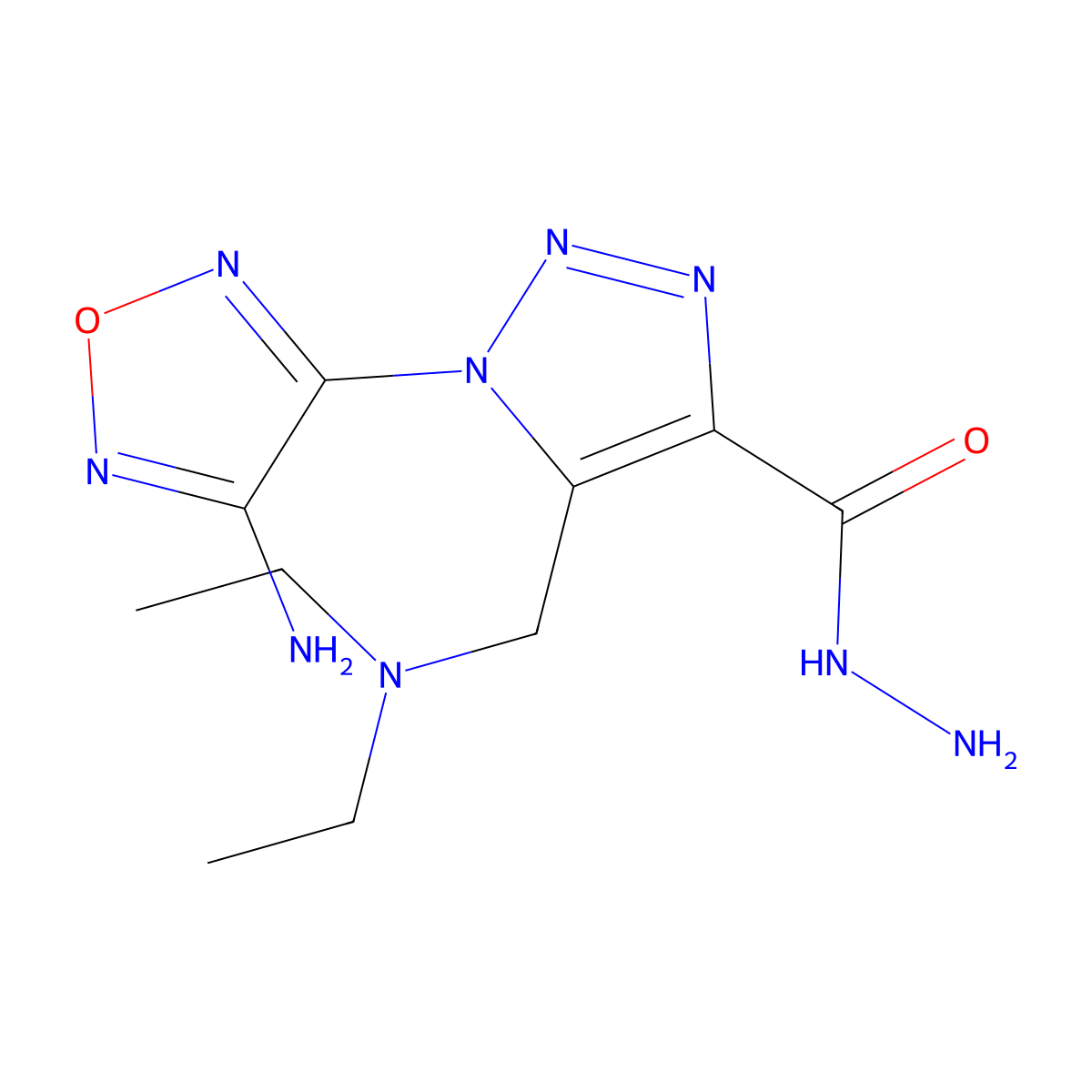 1-(4-amino-1,2,5-oxadiazol-3-yl)-5-[(diethylamino)methyl]-1H-1,2,3-triazole-4-carbohydrazide molecular structure, CAS 332391-07-8