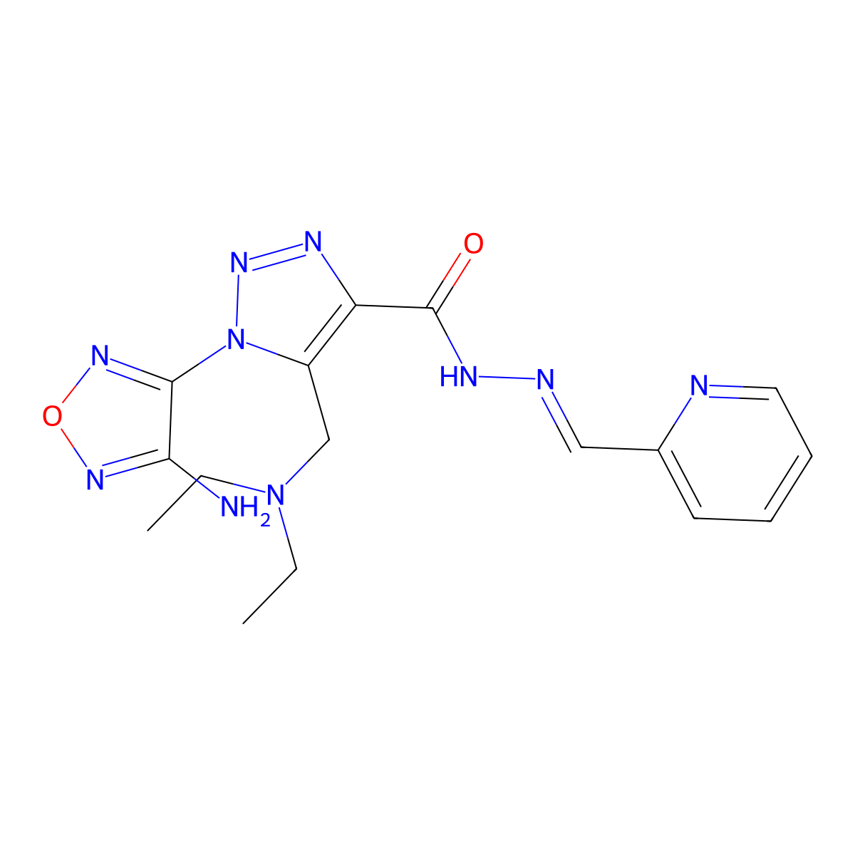 1-(4-amino-1,2,5-oxadiazol-3-yl)-5-(diethylaminomethyl)-N-(pyridin-2-ylmethylideneamino)triazole-4-carboxamide molecular structure, CAS 332391-08-9