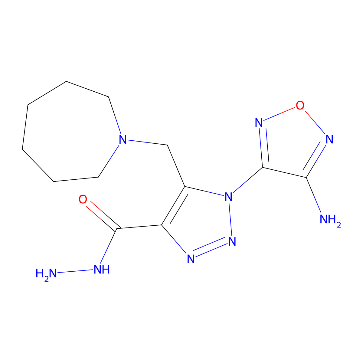 1-(4-amino-1,2,5-oxadiazol-3-yl)-5-(azepan-1-ylmethyl)-1H-1,2,3-triazole-4-carbohydrazide molecular structure, CAS 332391-13-6