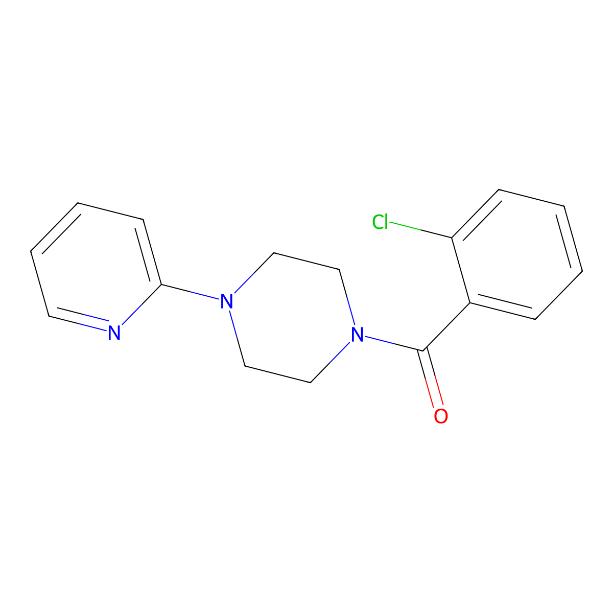 (2-Chlorophenyl)-(4-pyridin-2-ylpiperazin-1-yl)methanone molecular structure, CAS 332391-27-2