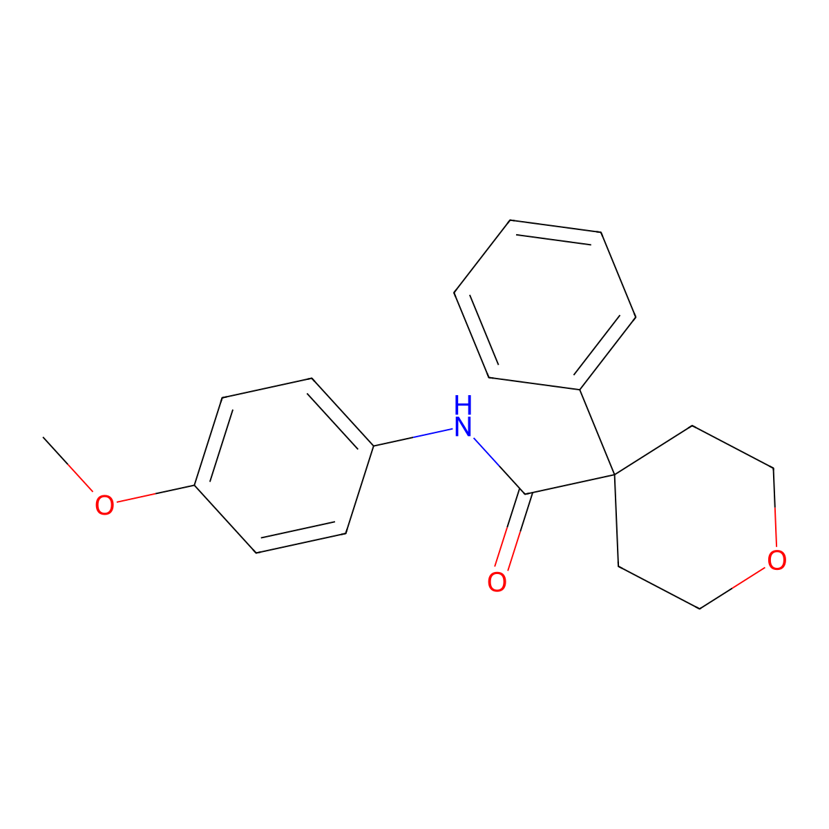 N-(4-methoxyphenyl)-4-phenyloxane-4-carboxamide molecular structure, CAS 332391-81-8