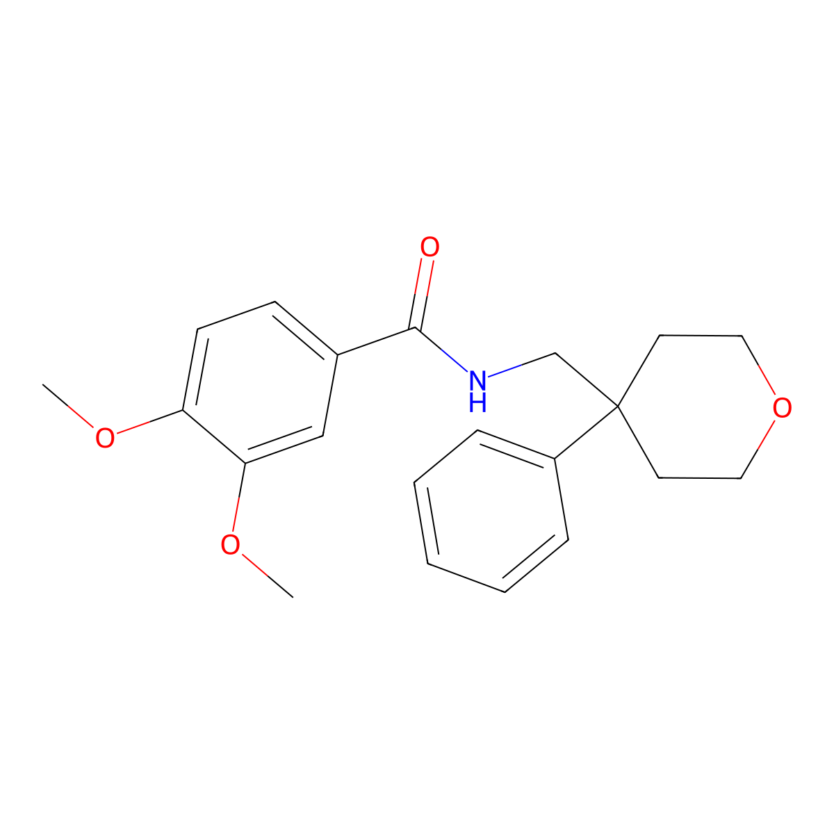 3,4-dimethoxy-N-[(4-phenyloxan-4-yl)methyl]benzamide molecular structure, CAS 332391-85-2