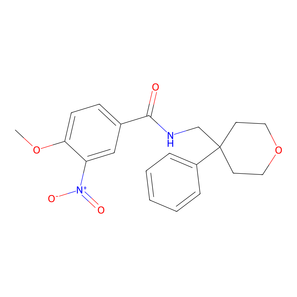 4-methoxy-3-nitro-N-[(4-phenyloxan-4-yl)methyl]benzamide molecular structure, CAS 332391-87-4