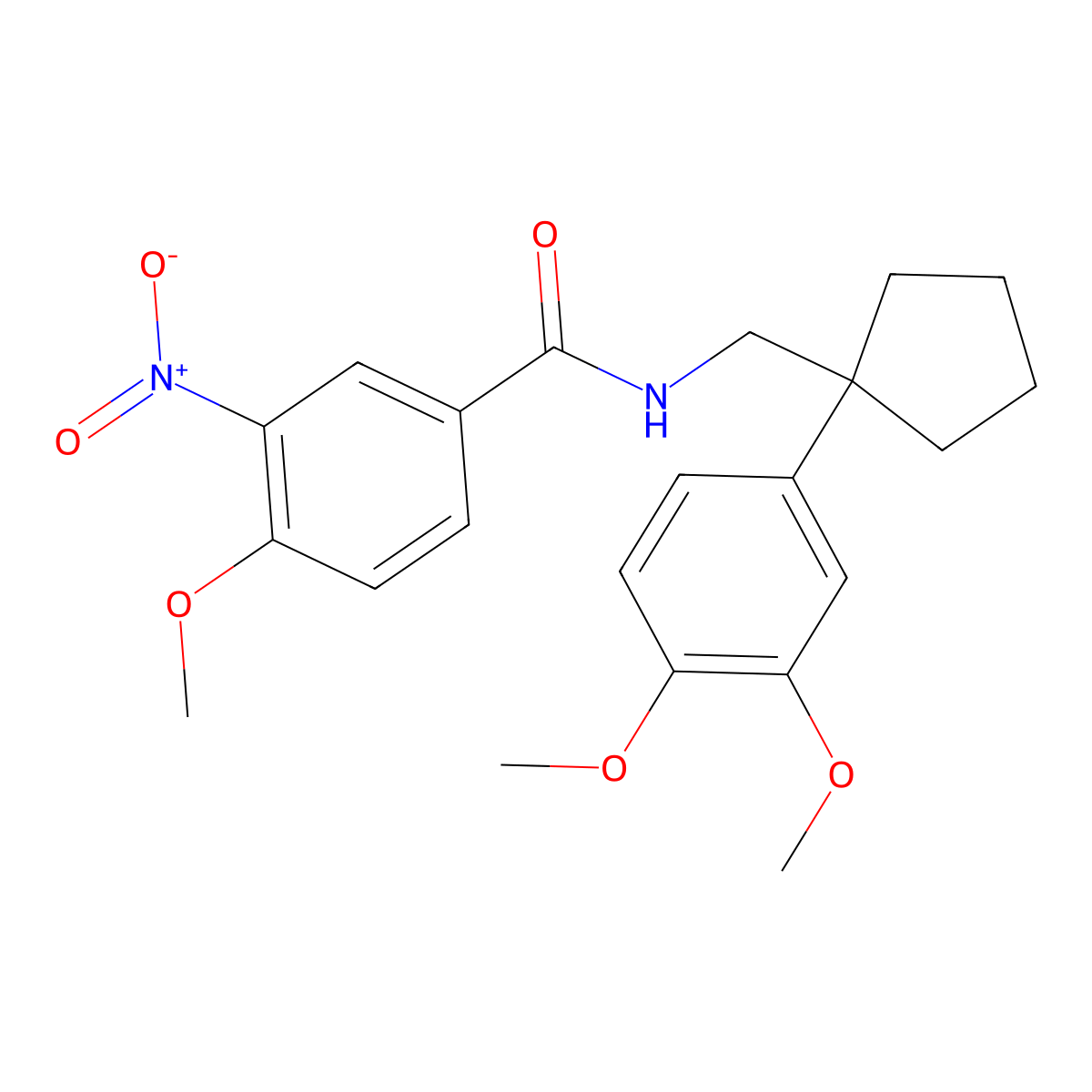 N-[[1-(3,4-dimethoxyphenyl)cyclopentyl]methyl]-4-methoxy-3-nitrobenzamide molecular structure, CAS 332391-89-6