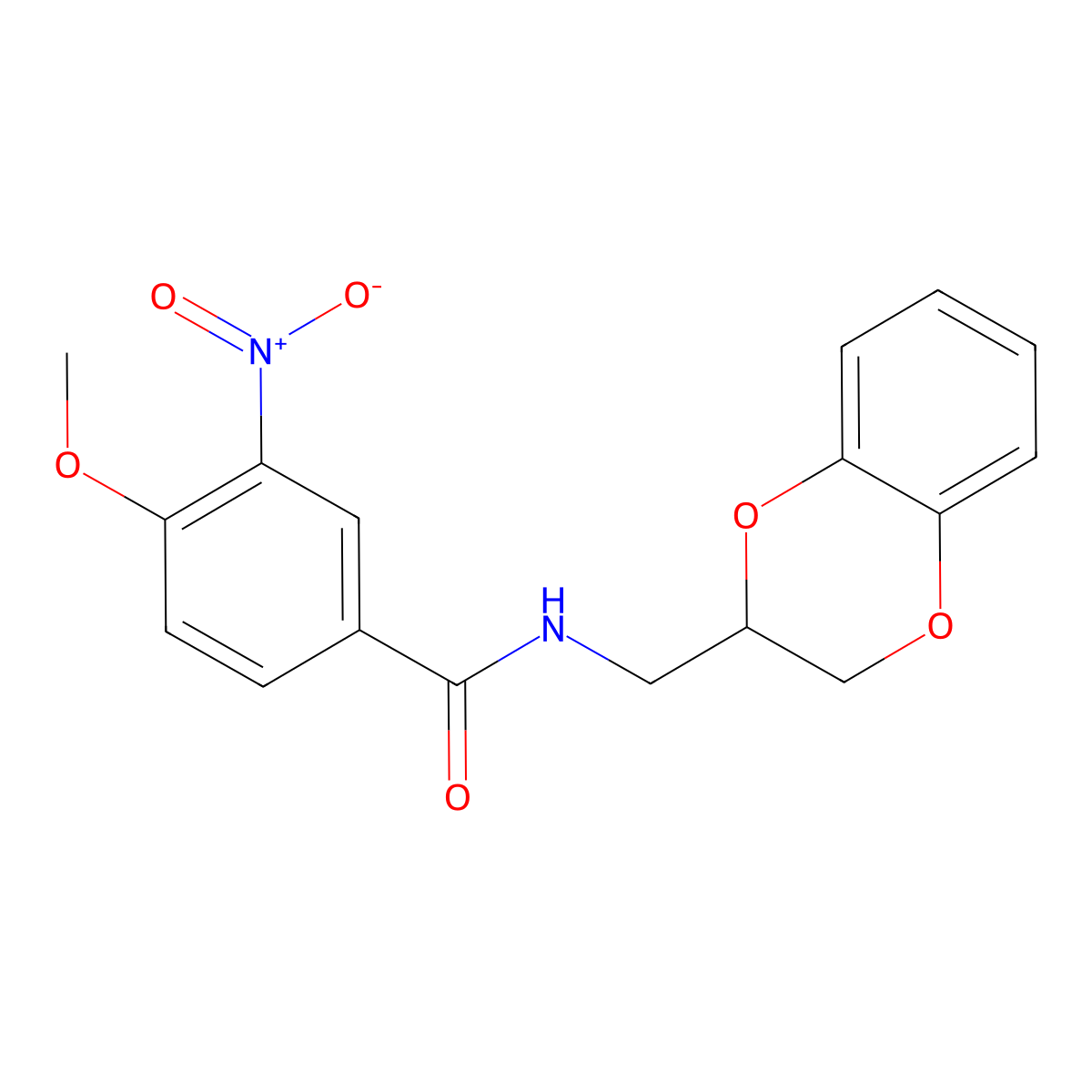 N-(2,3-dihydro-1,4-benzodioxin-2-ylmethyl)-4-methoxy-3-nitrobenzamide molecular structure, CAS 332391-98-7