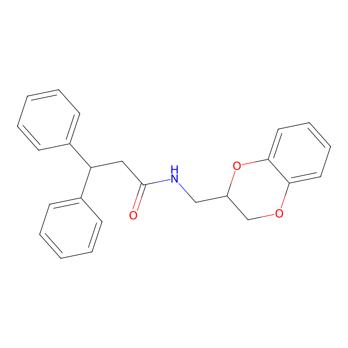 N-(2,3-dihydro-1,4-benzodioxin-2-ylmethyl)-3,3-diphenylpropanamide molecular structure, CAS 332391-99-8