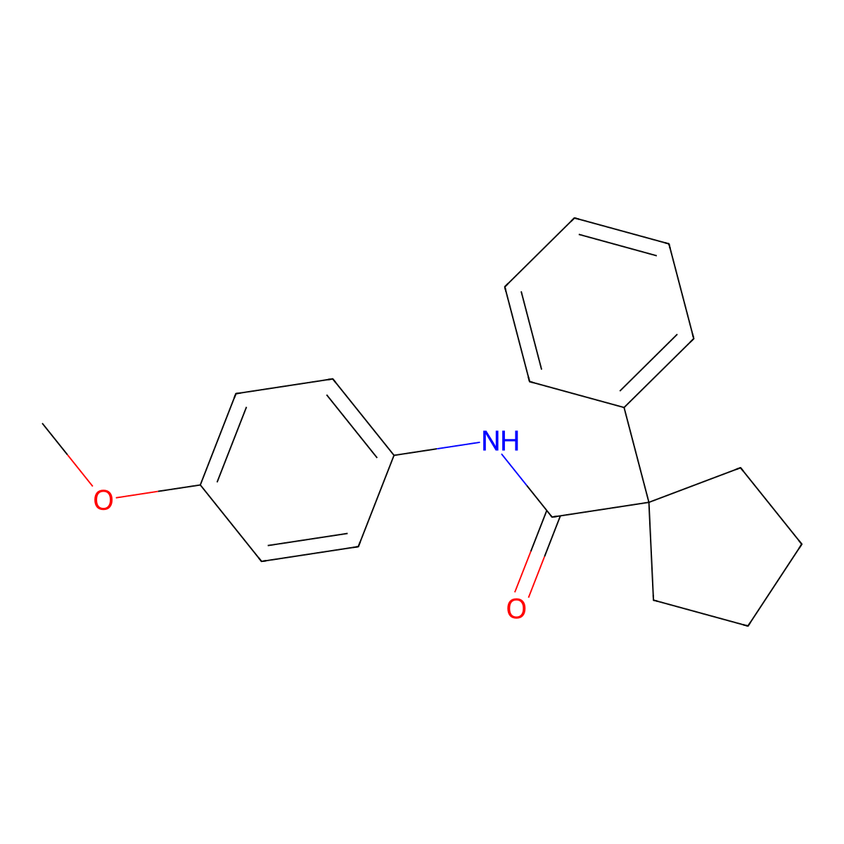N-(4-methoxyphenyl)-1-phenylcyclopentane-1-carboxamide molecular structure, CAS 332392-06-0