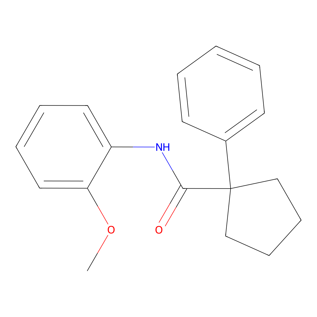 N-(2-methoxyphenyl)-1-phenylcyclopentanecarboxamide molecular structure, CAS 332392-07-1