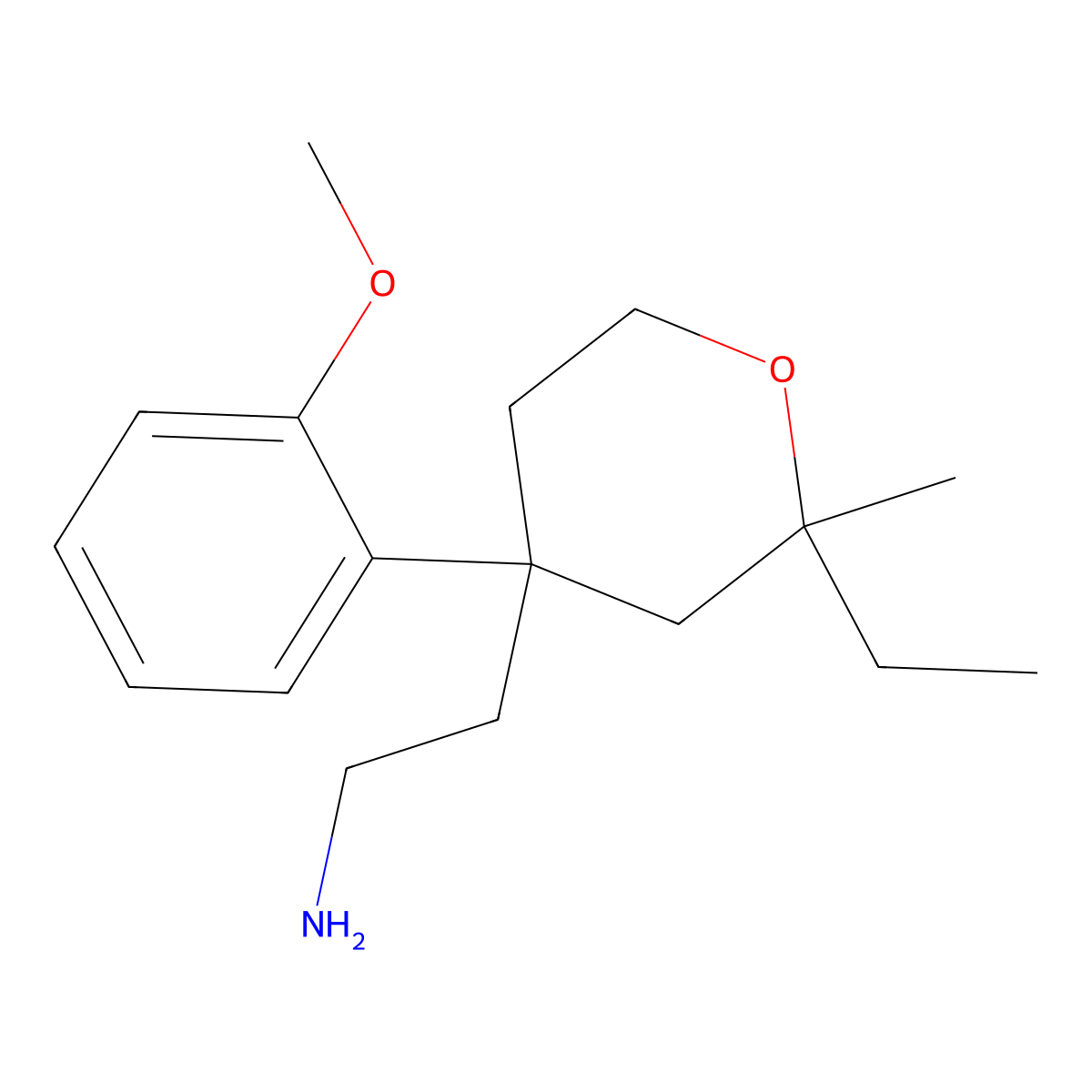 2-[2-Ethyl-4-(2-methoxy-phenyl)-2-methyl-tetrahydro-pyran-4-yl]-ethylamine molecular structure, CAS 332392-22-0