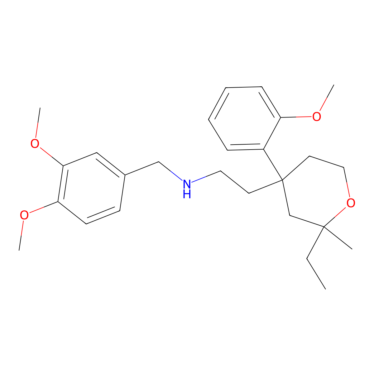 N-[(3,4-dimethoxyphenyl)methyl]-2-[2-ethyl-4-(2-methoxyphenyl)-2-methyloxan-4-yl]ethanamine molecular structure, CAS 332392-32-2