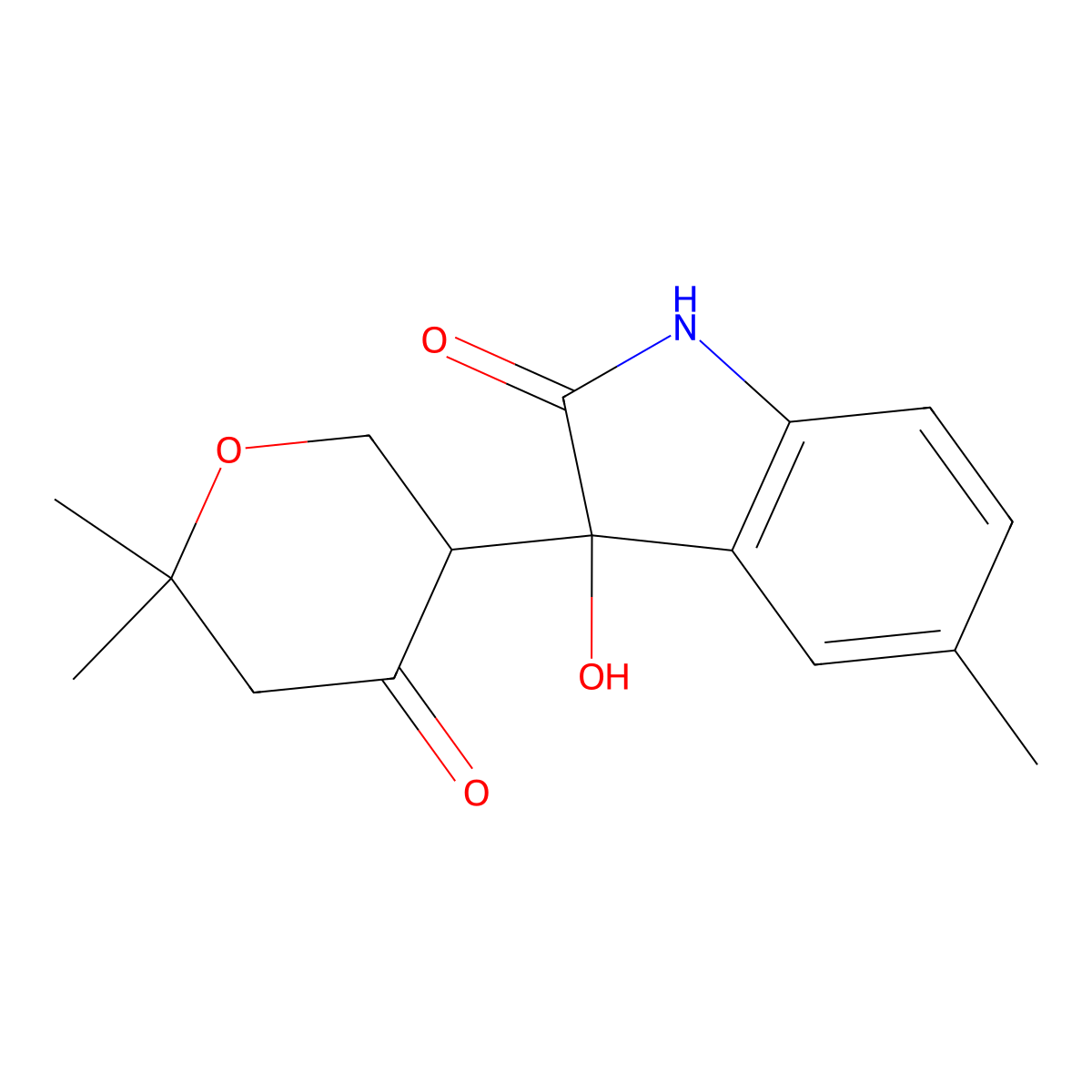 3-(6,6-dimethyl-4-oxooxan-3-yl)-3-hydroxy-5-methyl-1H-indol-2-one molecular structure, CAS 332392-46-8