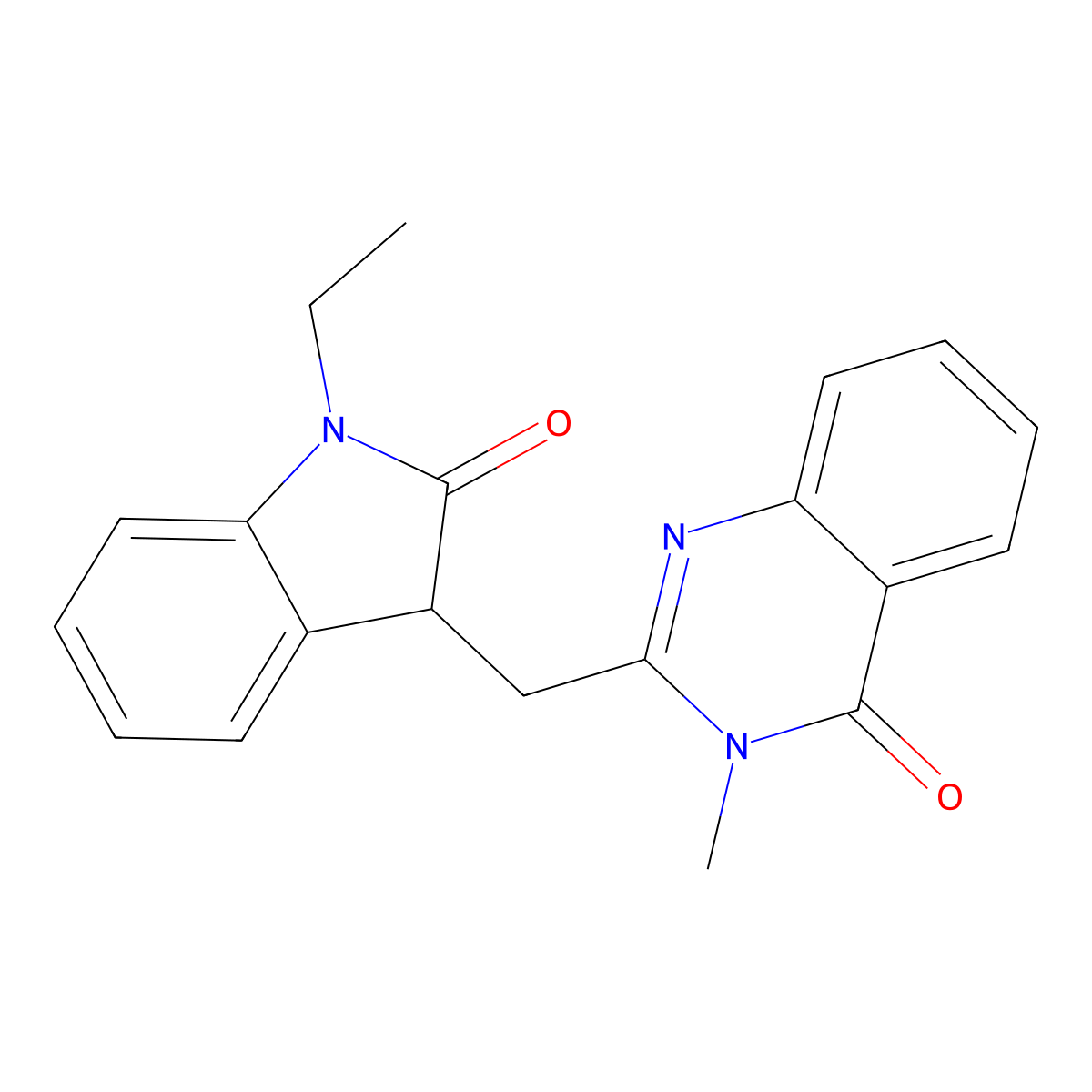 2-[(1-ethyl-2-oxo-3H-indol-3-yl)methyl]-3-methylquinazolin-4-one molecular structure, CAS 332392-51-5