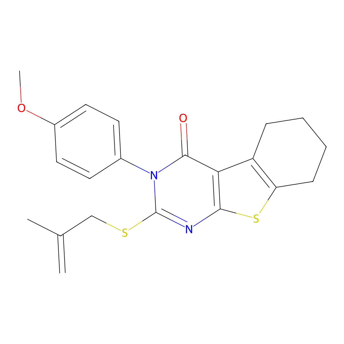 3-(4-Methoxyphenyl)-2-(2-methylprop-2-enylsulfanyl)-5,6,7,8-tetrahydro-[1]benzothiolo[2,3-d]pyrimidin-4-one molecular structure, CAS 332392-85-5