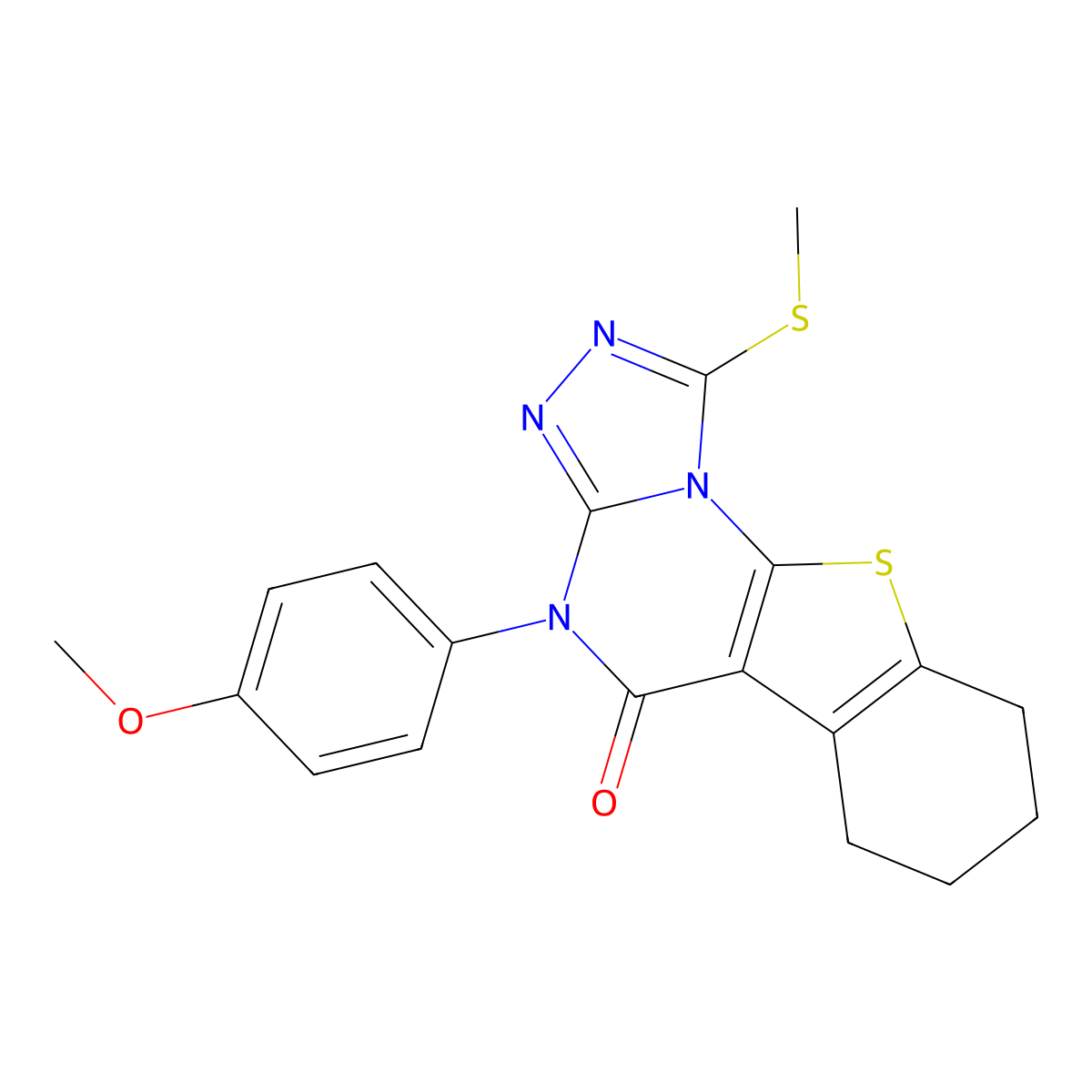 4-(4-methoxyphenyl)-1-(methylthio)-6,7,8,9-tetrahydrobenzo[4,5]thieno[3,2-e][1,2,4]triazolo[4,3-a]pyrimidin-5(4H)-one molecular structure, CAS 332393-01-8