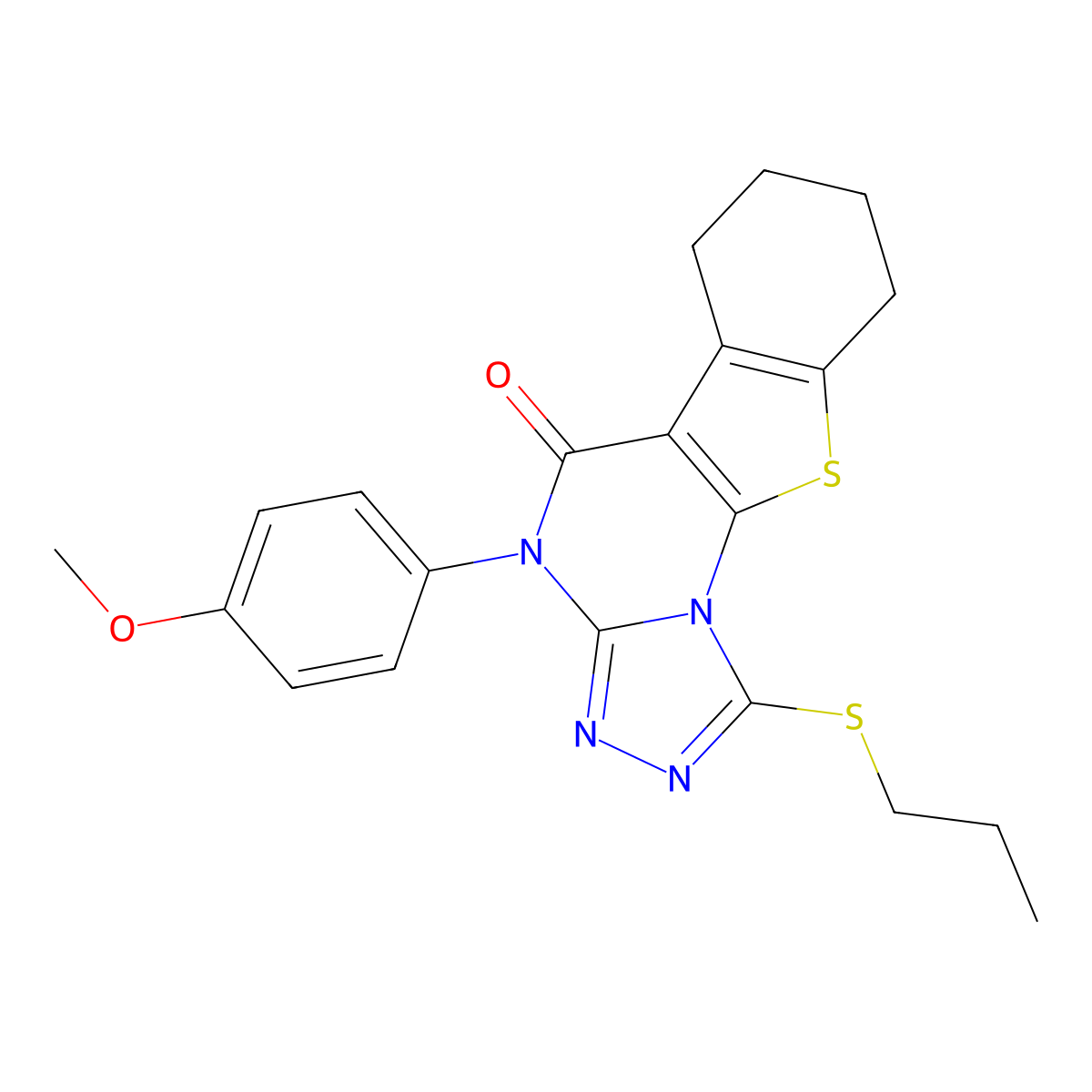 4-(4-methoxyphenyl)-1-(propylthio)-6,7,8,9-tetrahydrobenzo[4,5]thieno[3,2-e][1,2,4]triazolo[4,3-a]pyrimidin-5(4H)-one molecular structure, CAS 332393-13-2